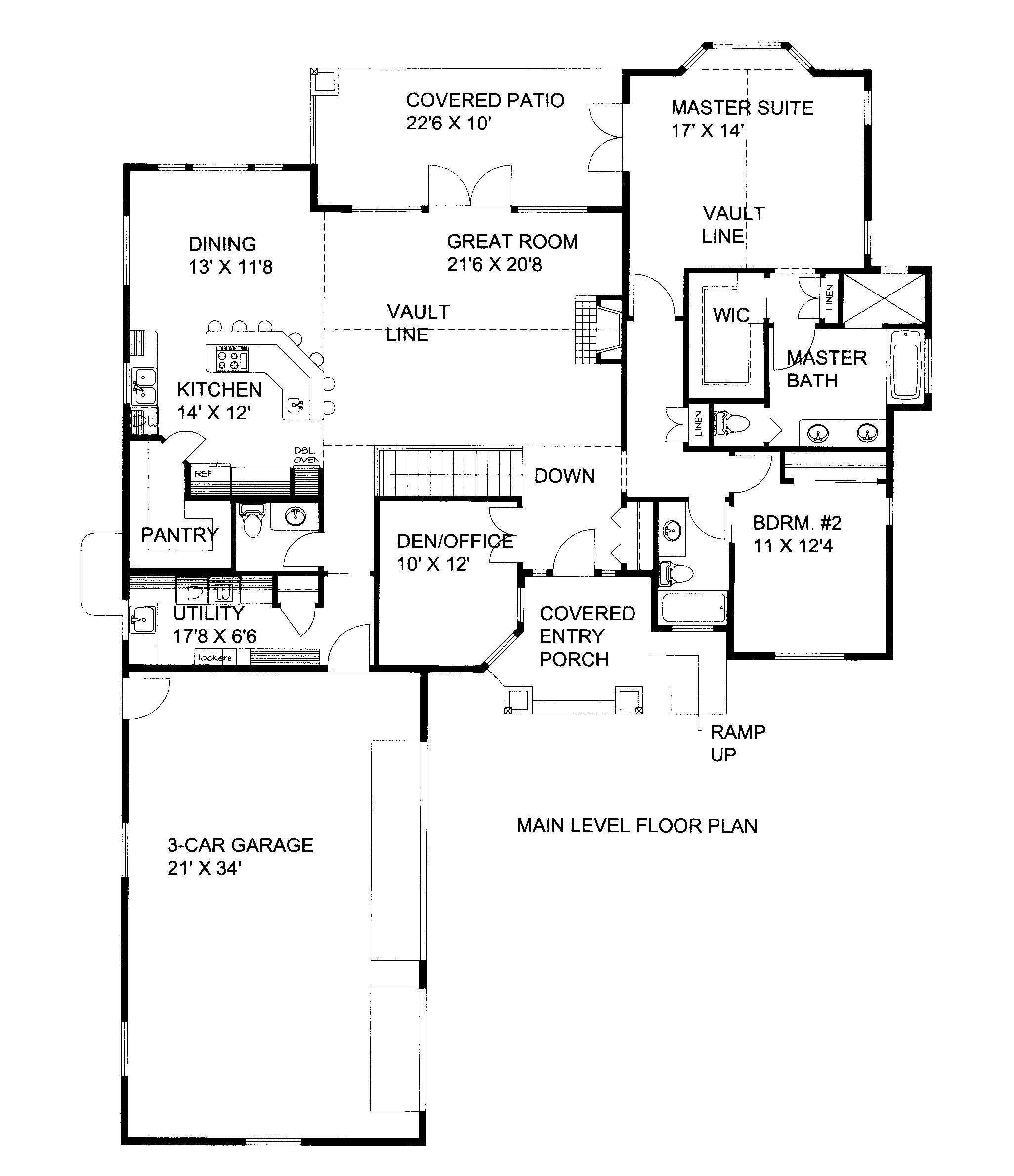 Floor Plan First Story of Traditional Plan #132-1527
