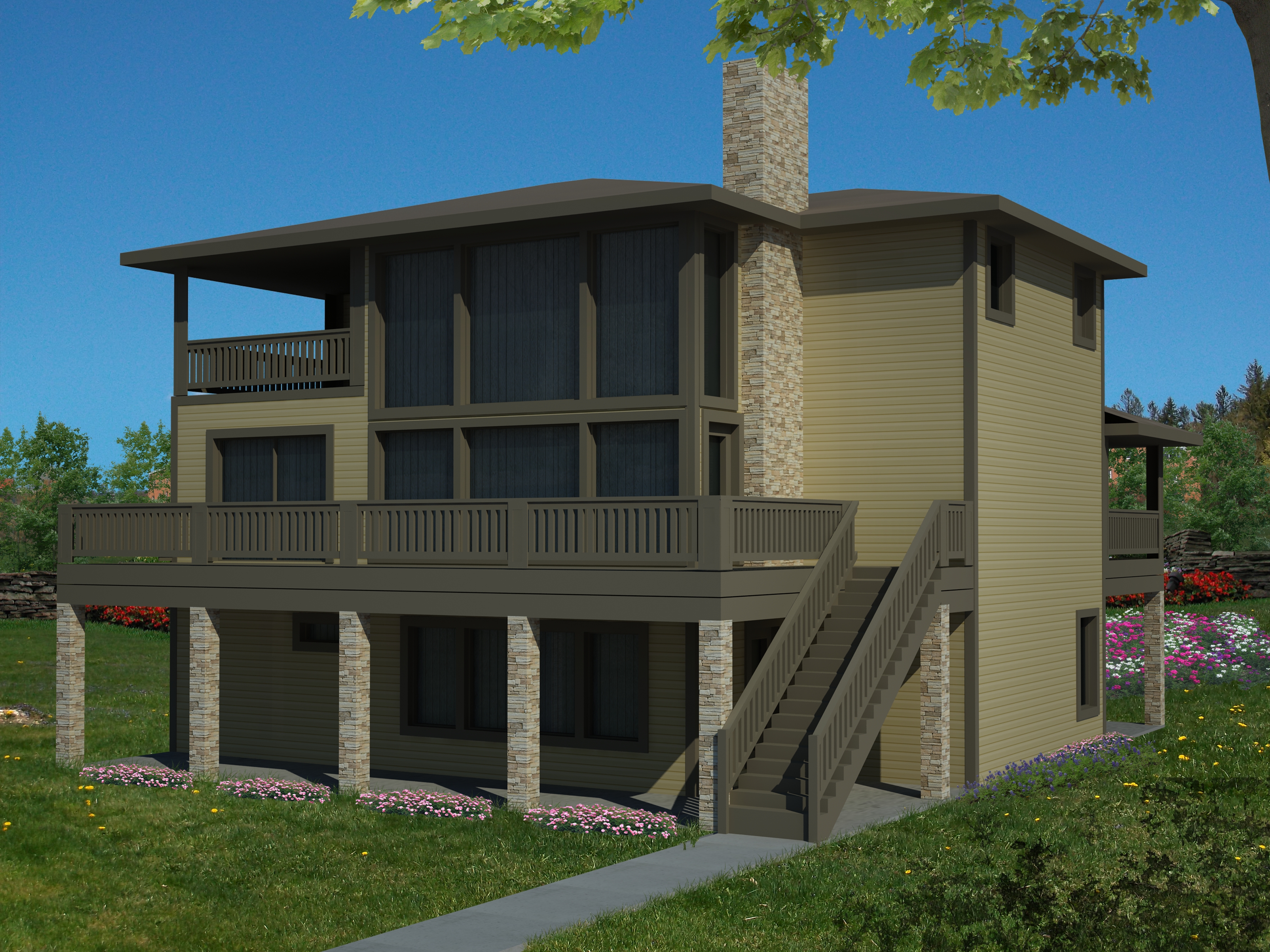 Rear View of this 4-Bedroom, 3296 Sq Ft Plan - 132-1530