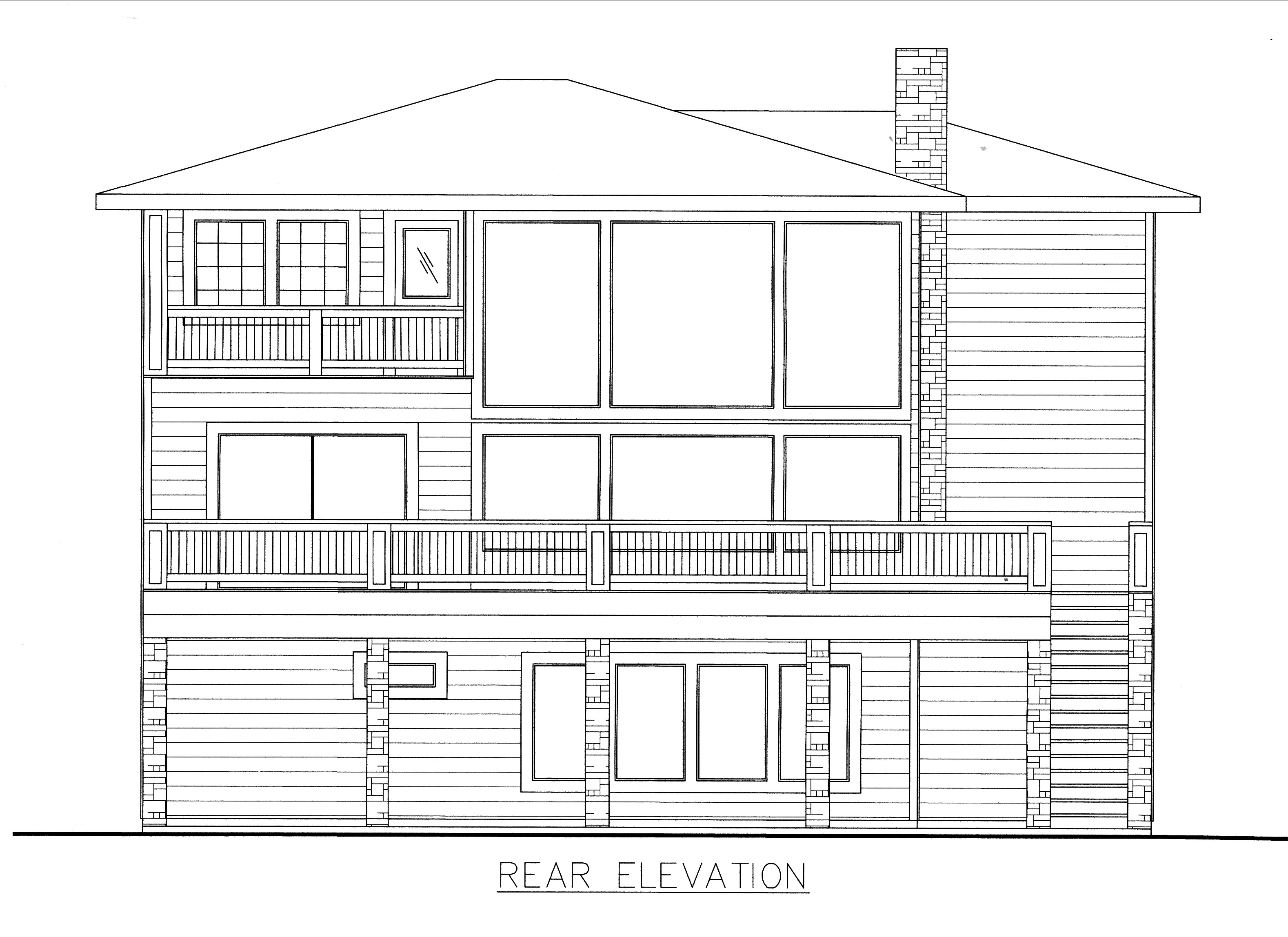 Home Plan Rear Elevation of this 4-Bedroom,3296 Sq Ft Plan -132-1530