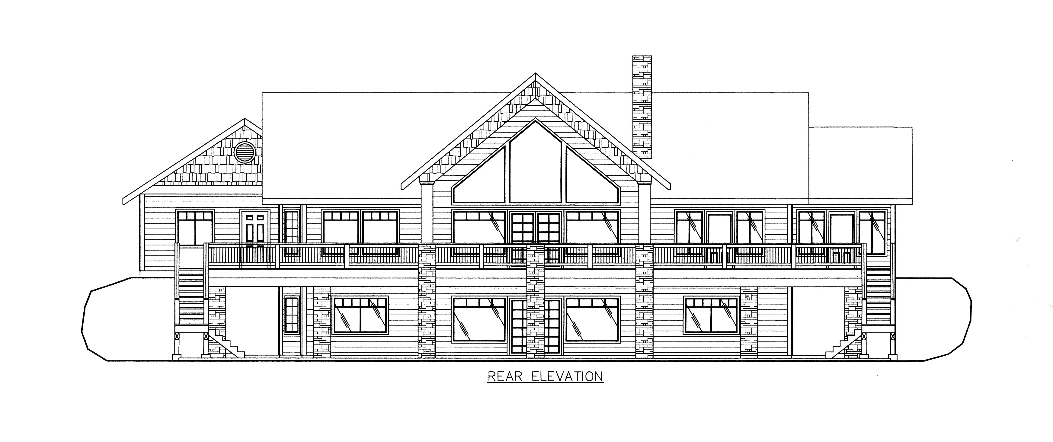 Home Plan Rear Elevation of this 5-Bedroom,4006 Sq Ft Plan -132-1531