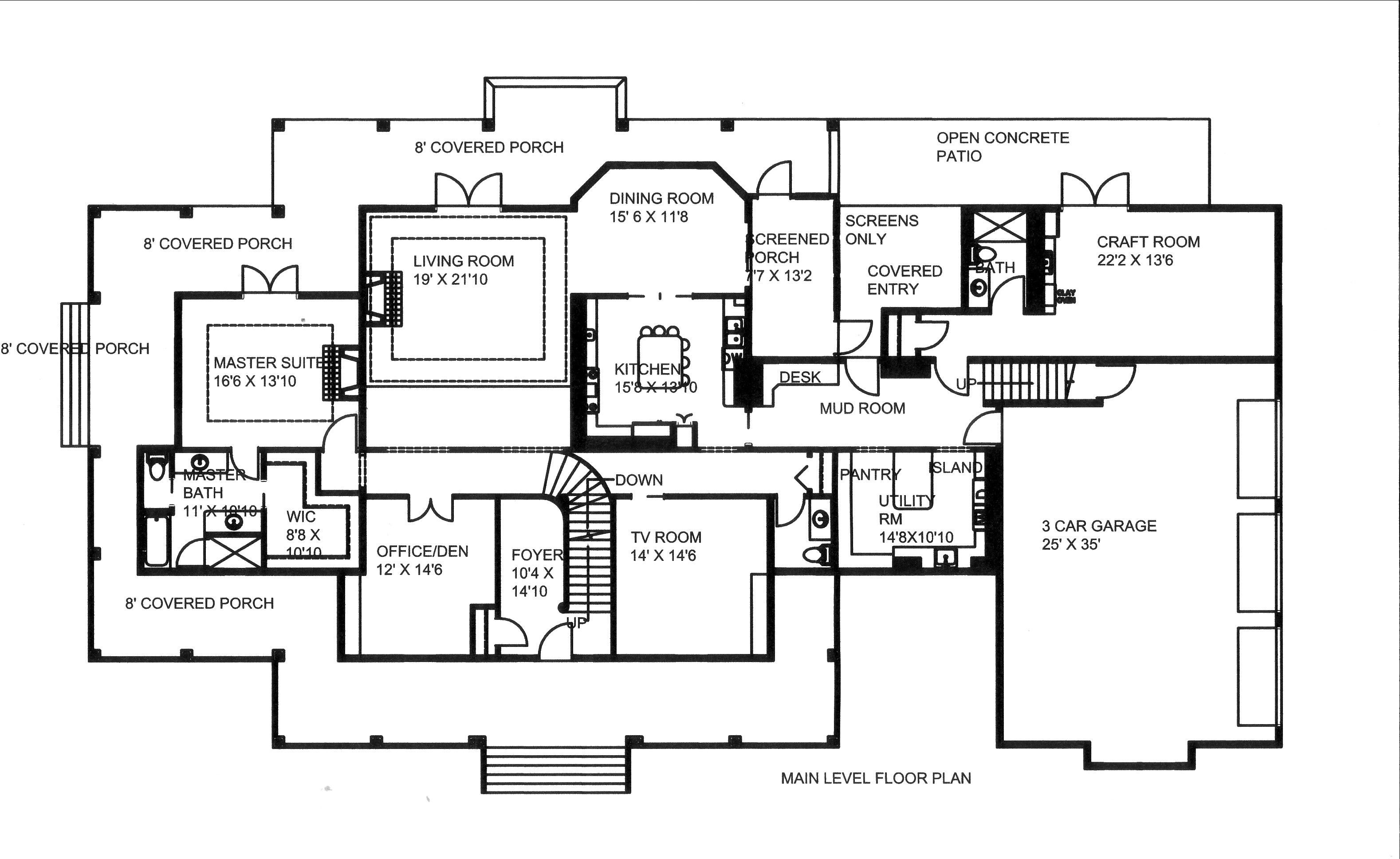 Floor Plan First Story of Traditional Plan #132-1532