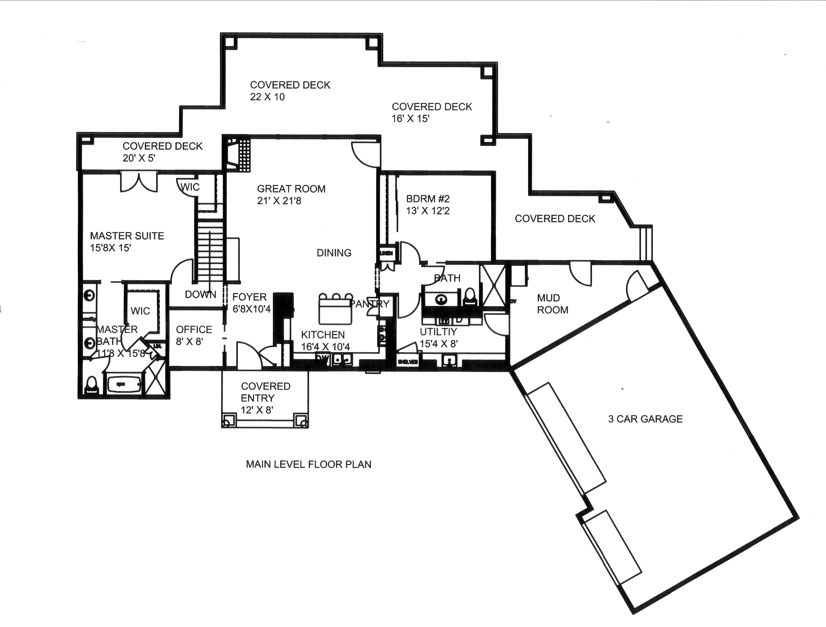 Floor Plan First Story of Traditional Plan #132-1533