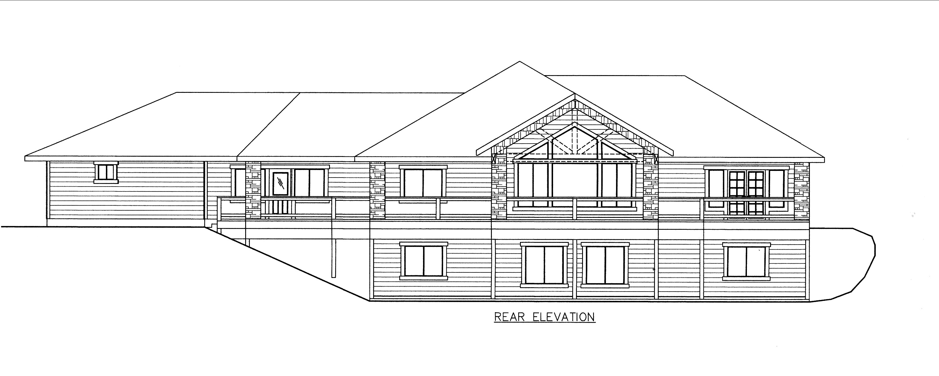 Home Plan Rear Elevation of this 4-Bedroom,3801 Sq Ft Plan -132-1533