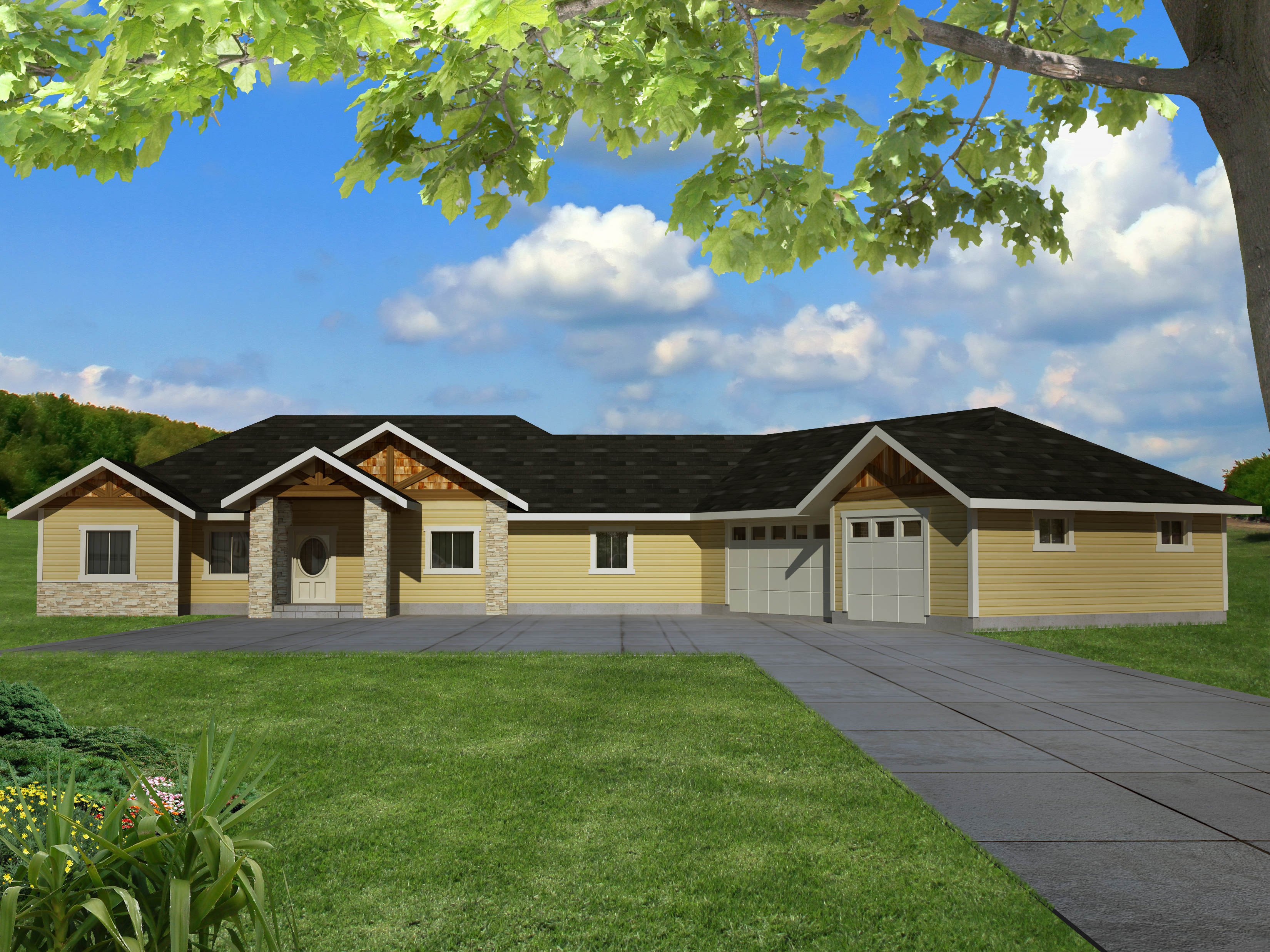 Front View of this 4-Bedroom, 3801 Sq Ft Plan - 132-1533