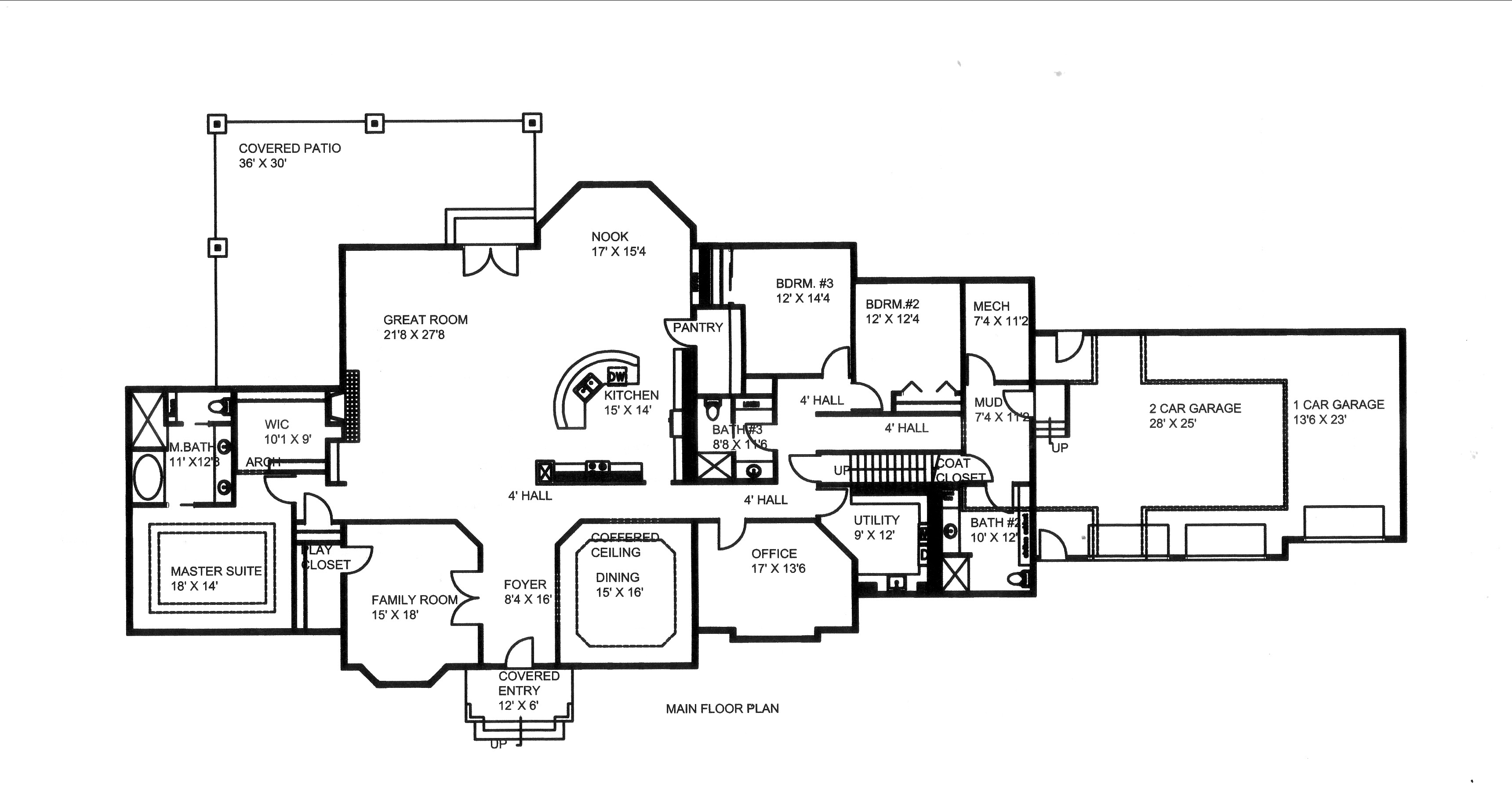 Floor Plan First Story of Traditional Plan #132-1534