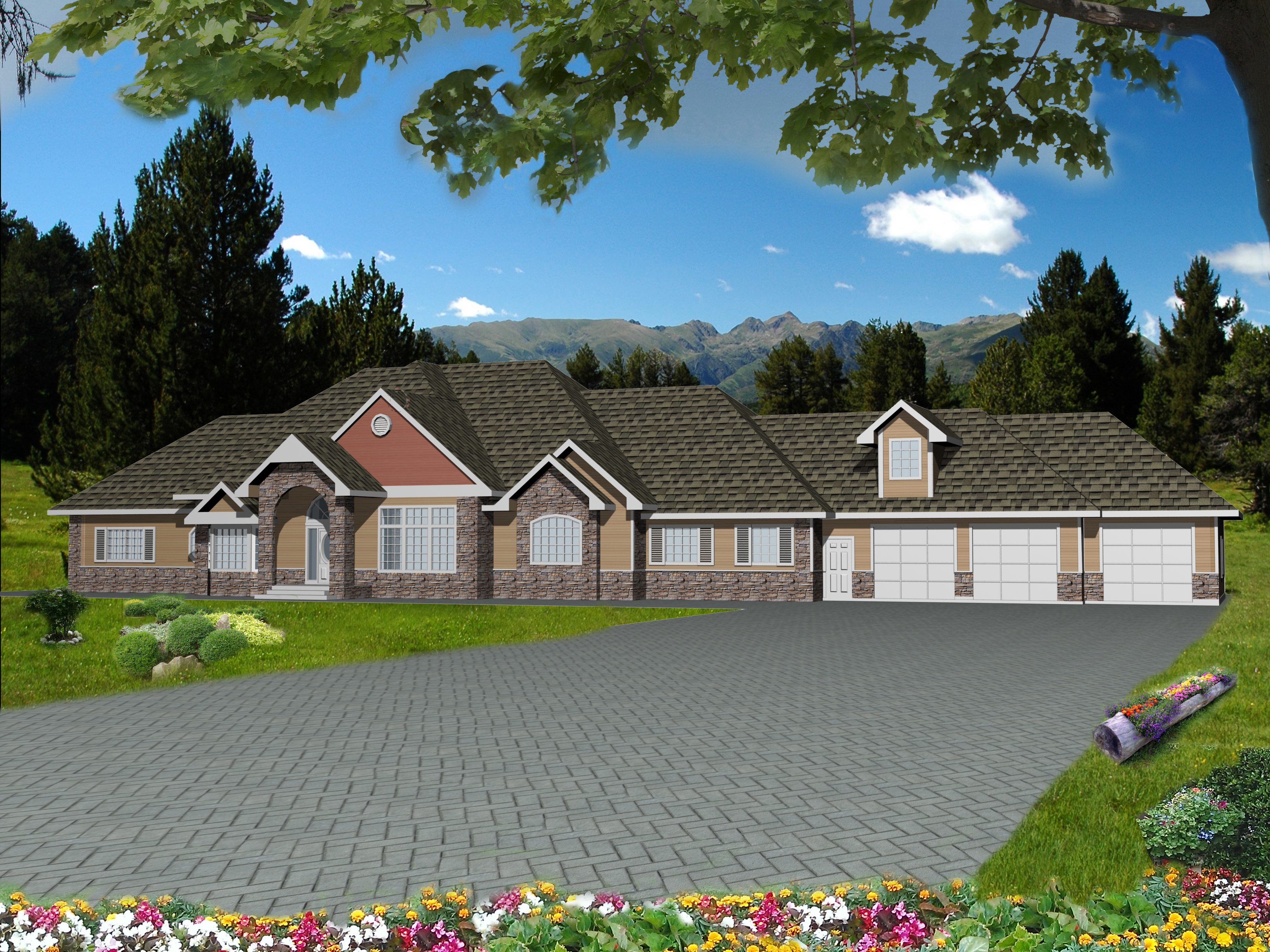 Front Elevation of this Traditional House (#132-1534) at The Plan Collection.