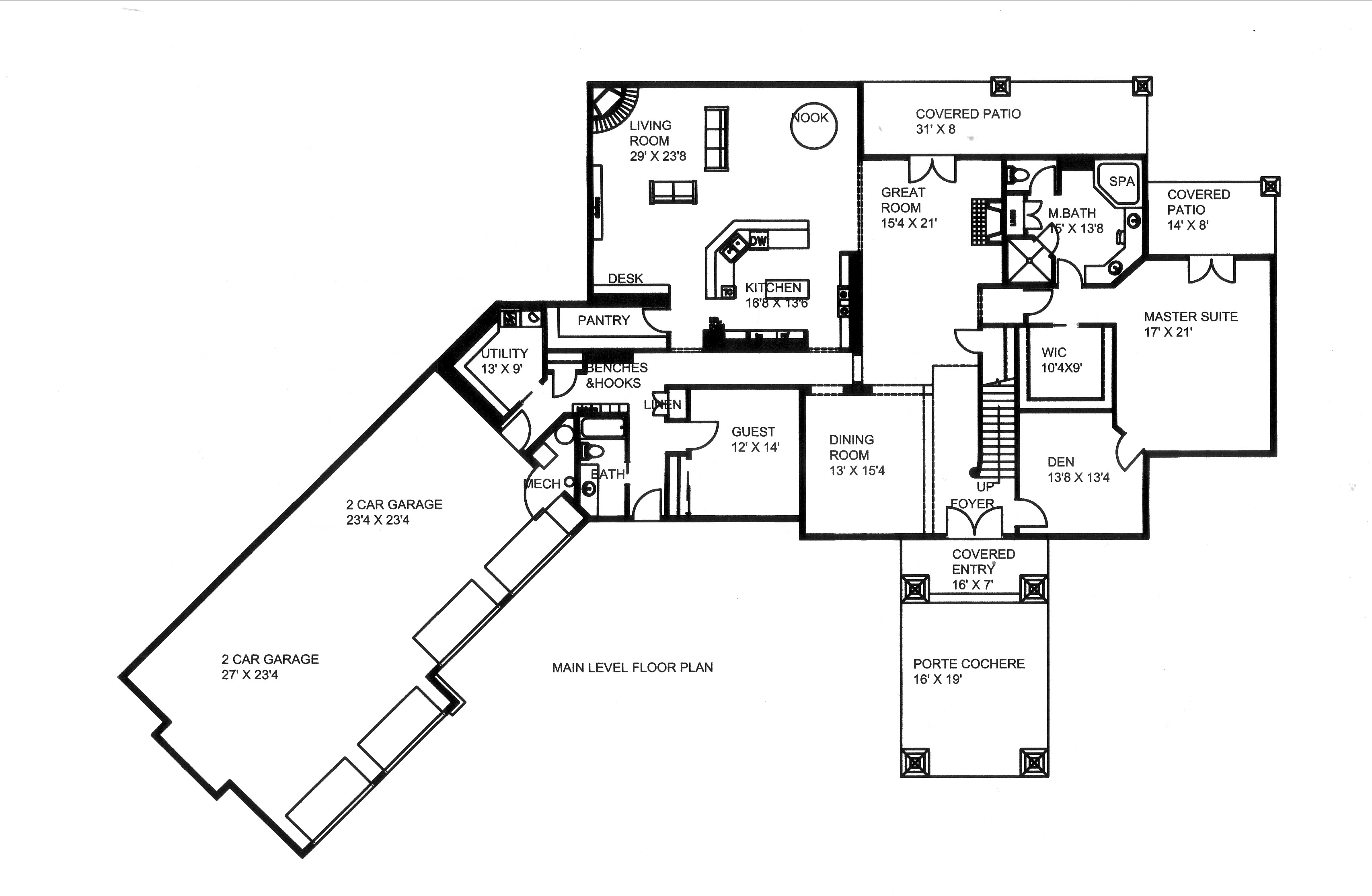 Floor Plan First Story of Traditional Plan #132-1536