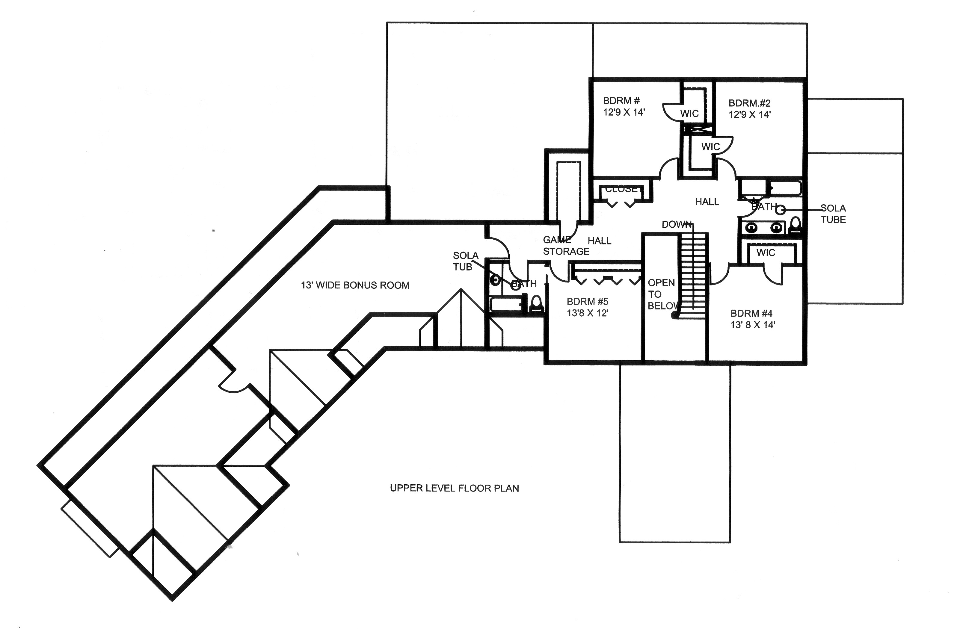 Floor Plan Second Story of Traditional Plan #132-1536