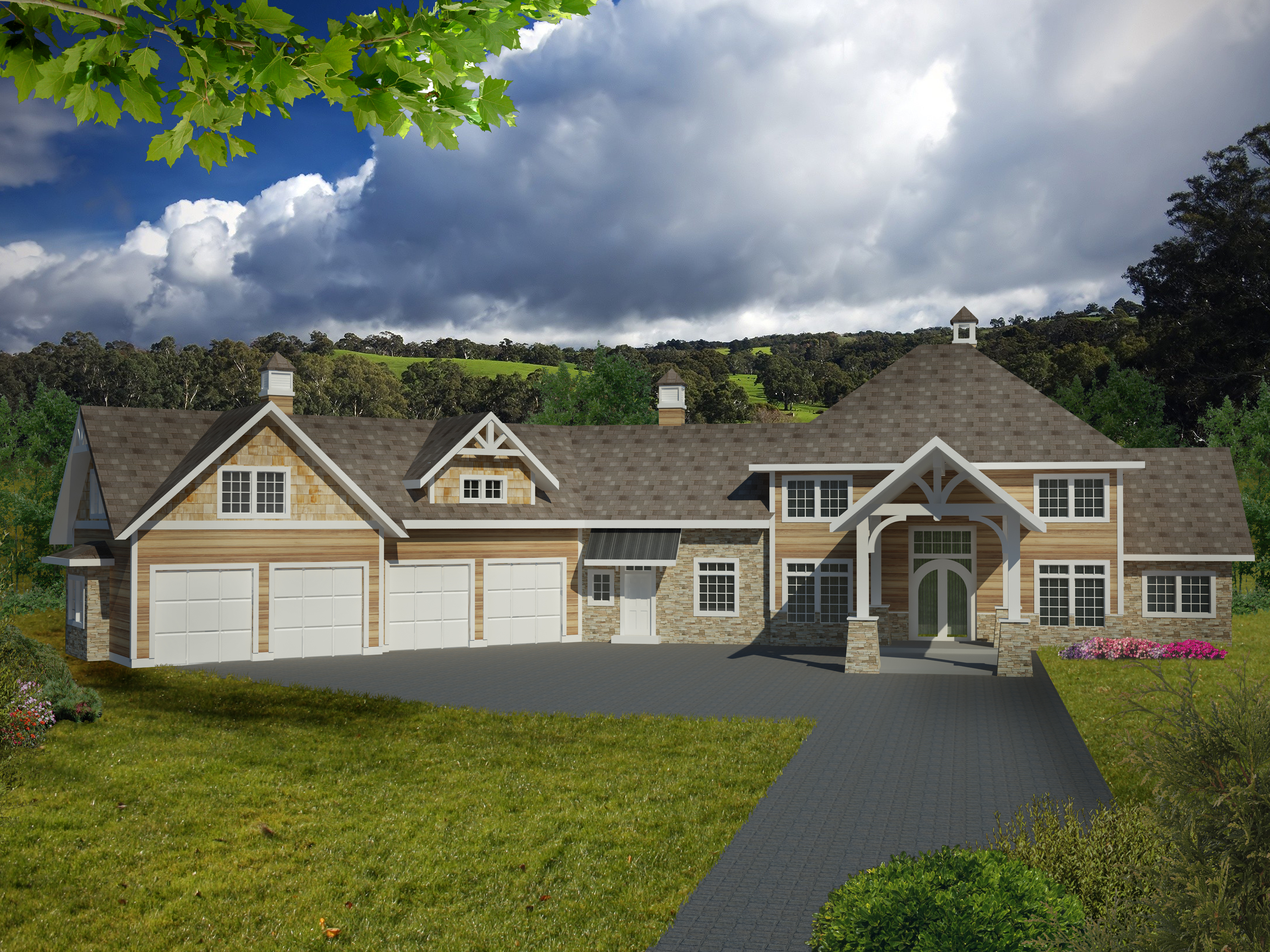 Front Elevation of this Traditional House (#132-1536) at The Plan Collection.