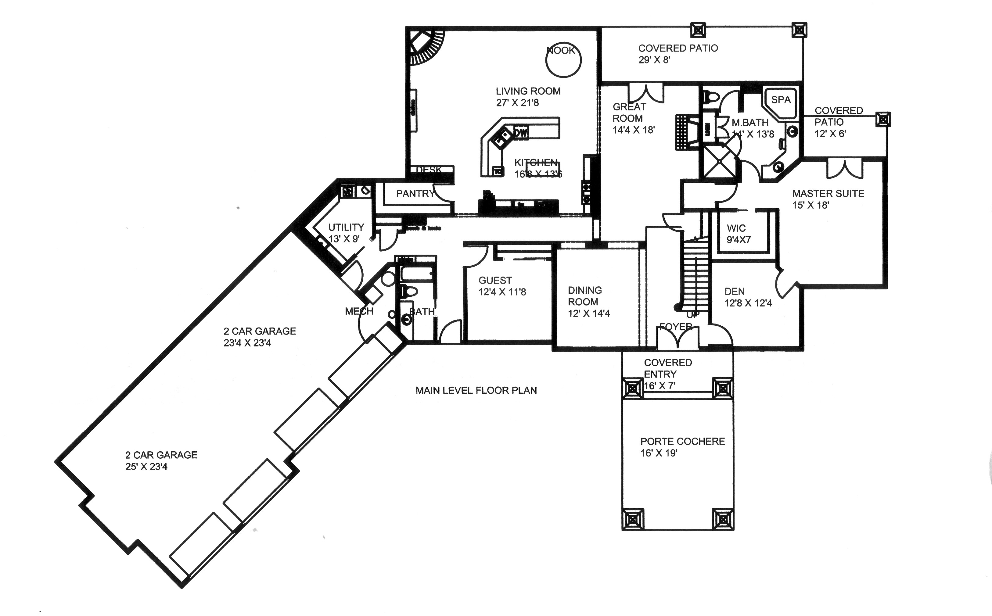 Floor Plan First Story of Traditional Plan #132-1537