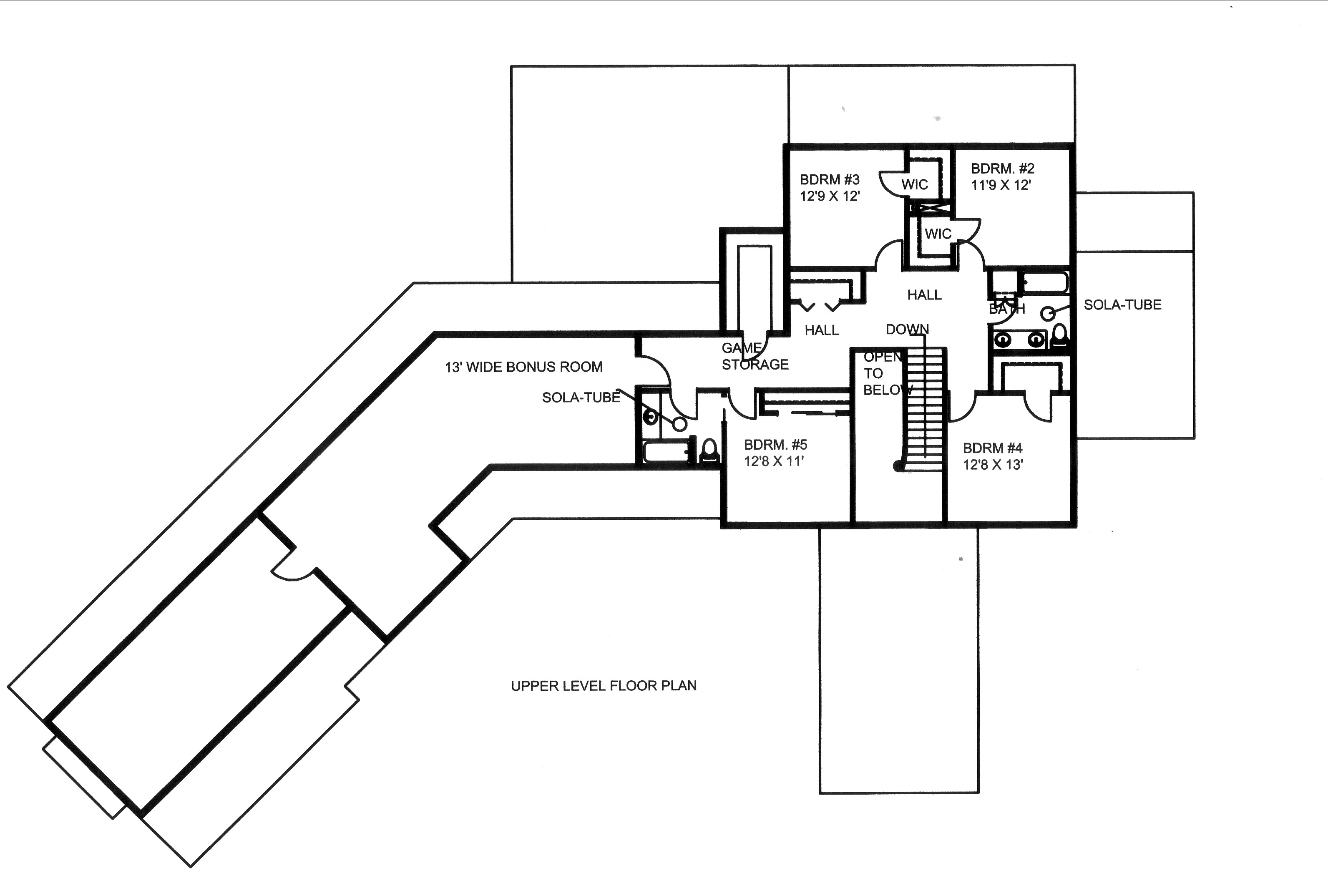 Floor Plan Second Story of Traditional Plan #132-1537