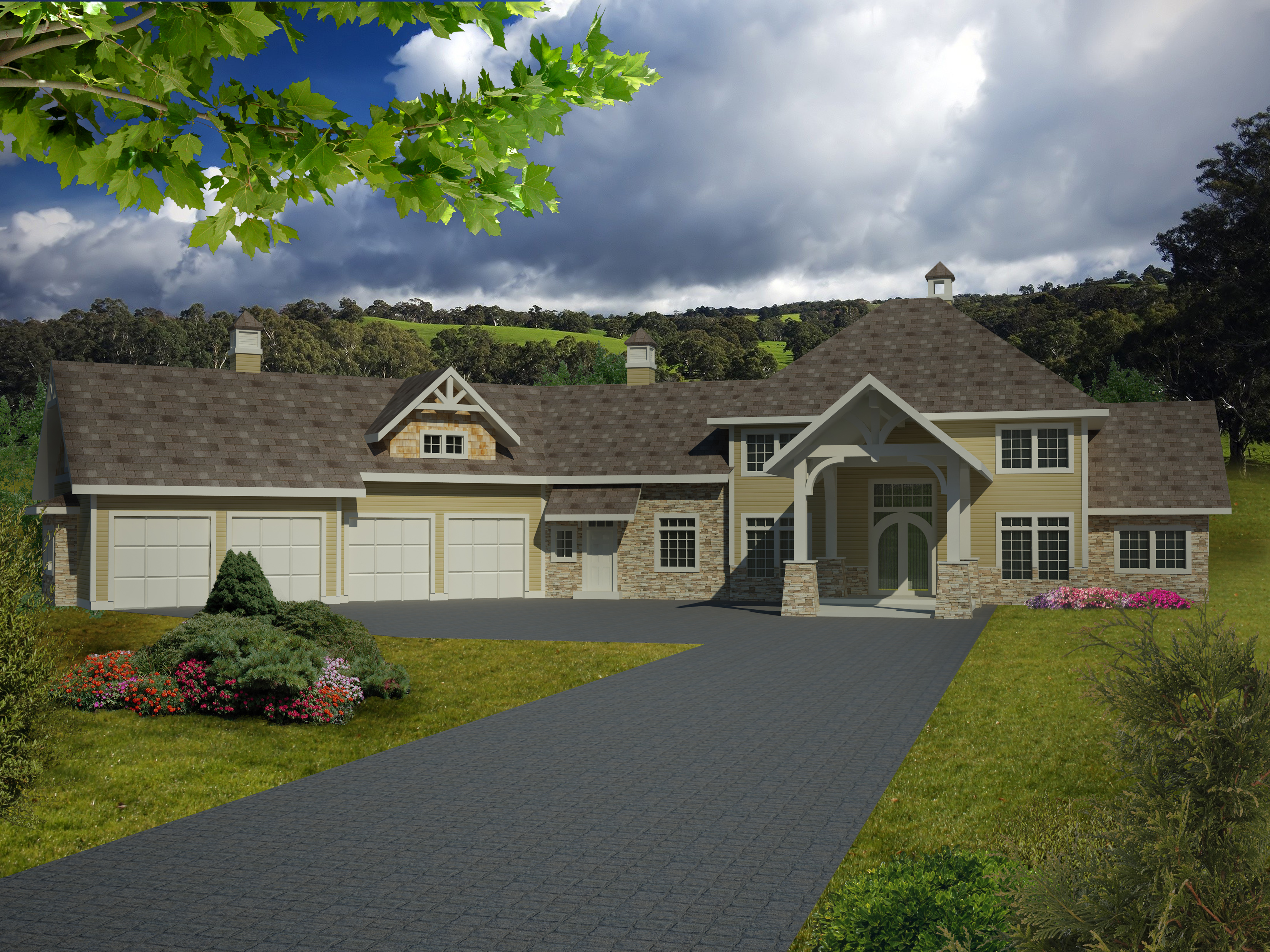 Front View of this 5-Bedroom, 4201 Sq Ft Plan - 132-1537