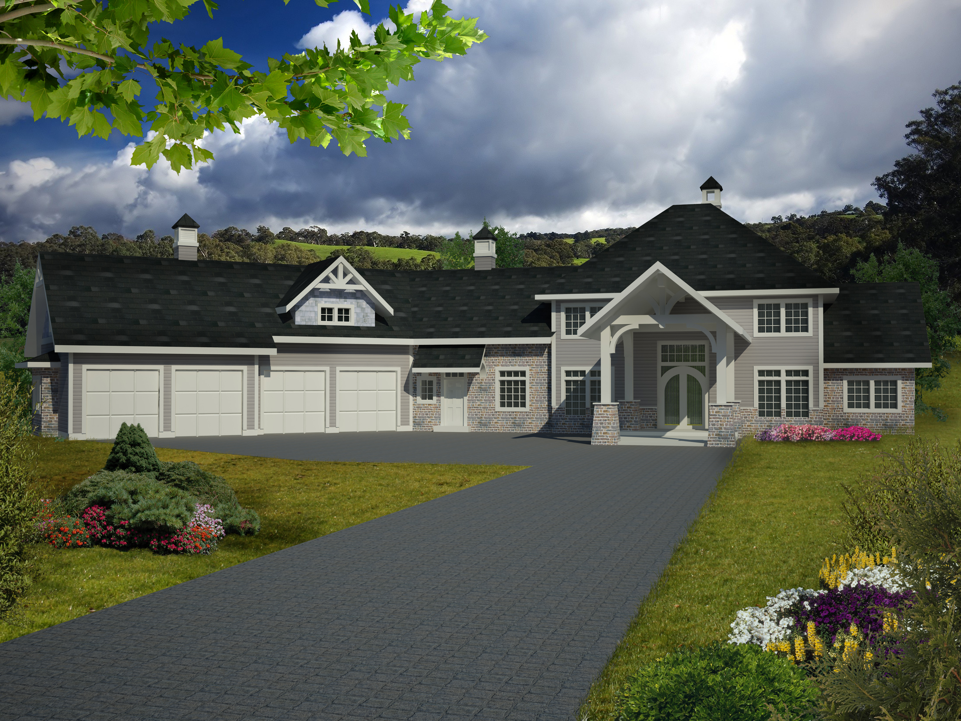 Front Elevation of this Traditional House (#132-1537) at The Plan Collection.