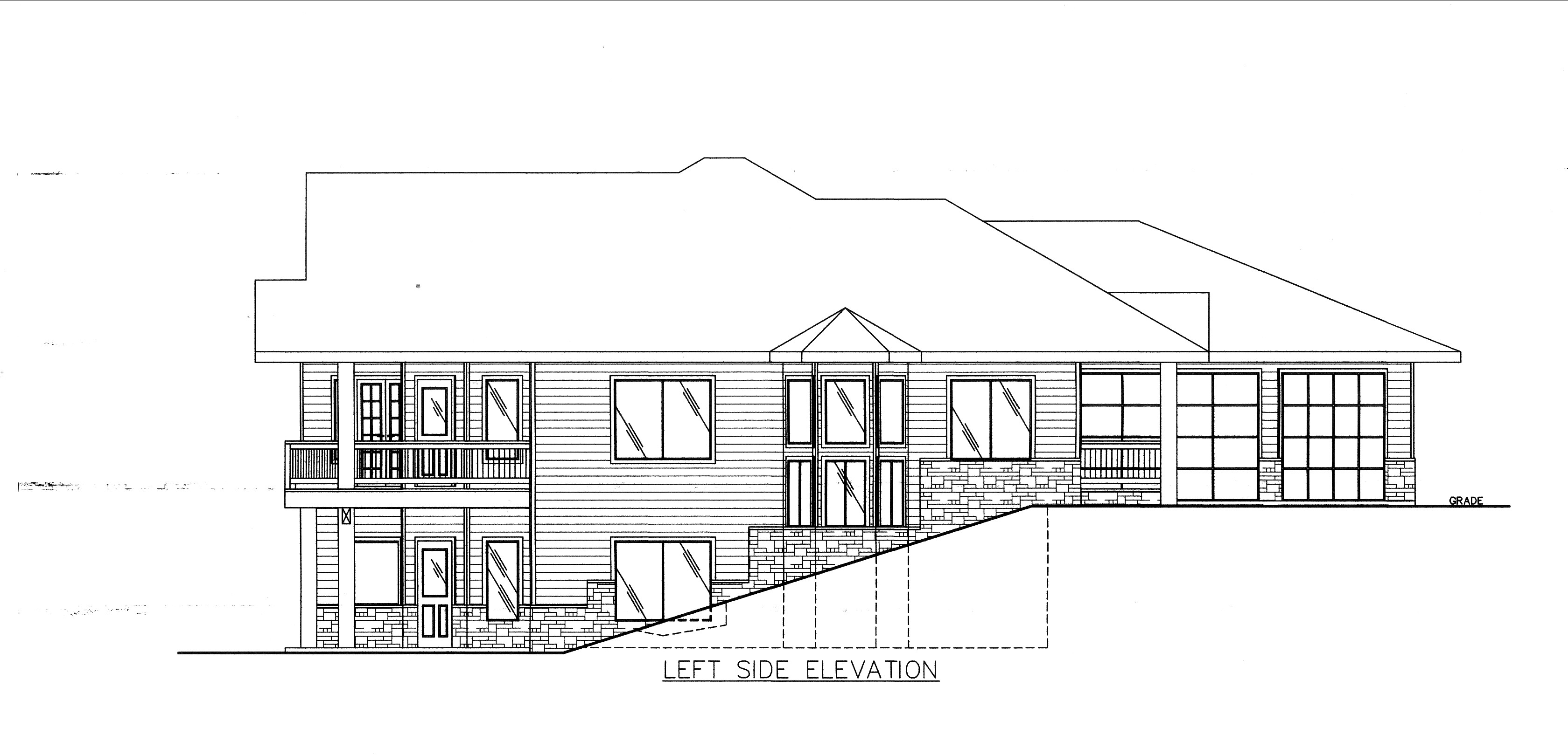 Home Plan Left Elevation of this 3-Bedroom,3863 Sq Ft Plan -132-1539