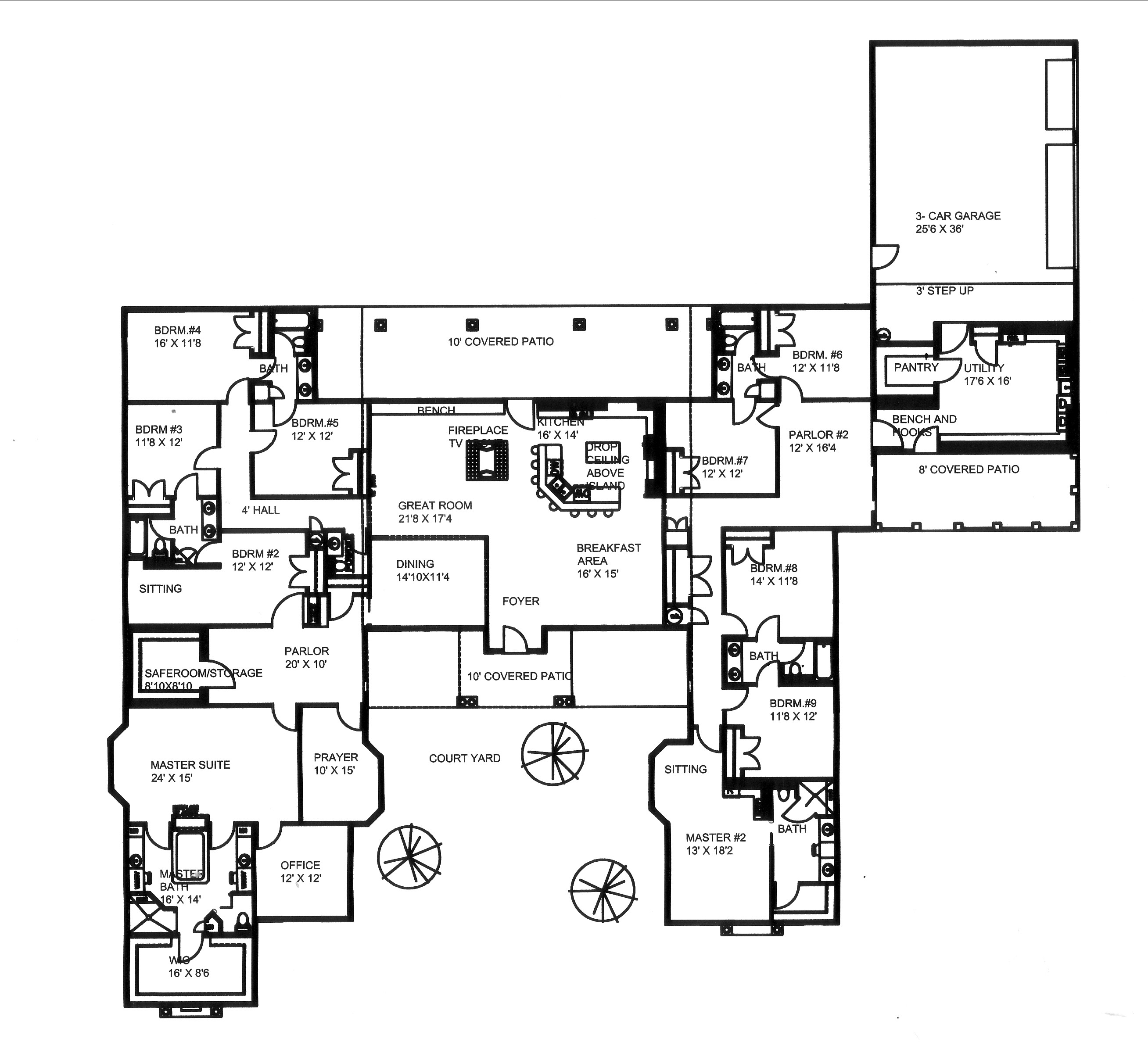 Floor Plan First Story of Traditional Plan #132-1540