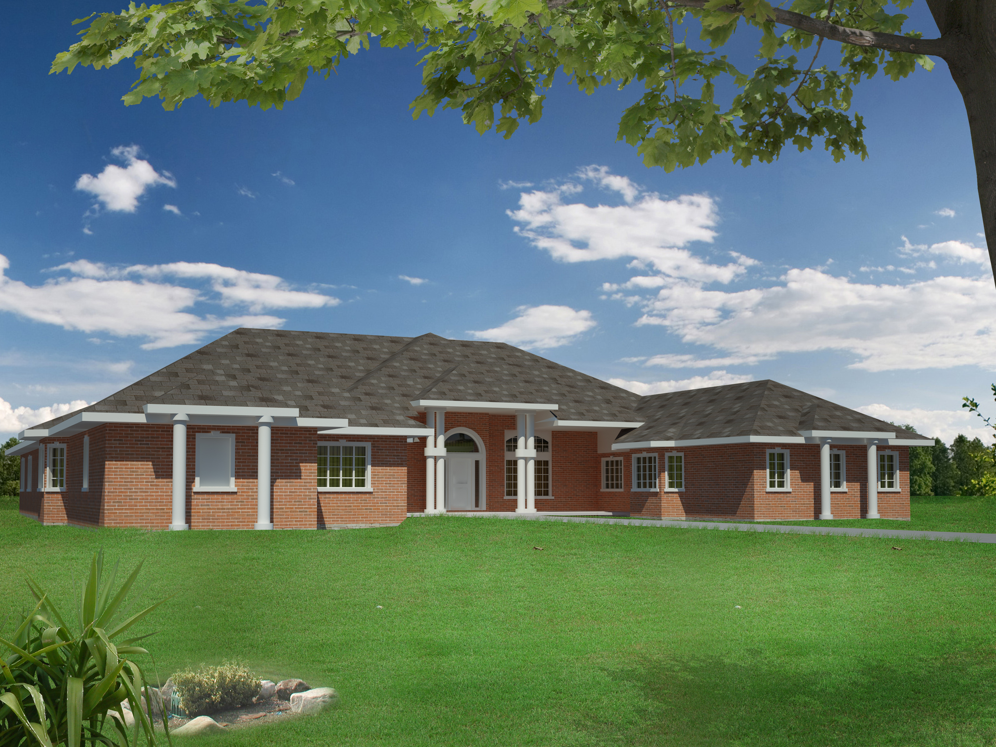 Front Elevation of this Traditional House (#132-1540) at The Plan Collection.