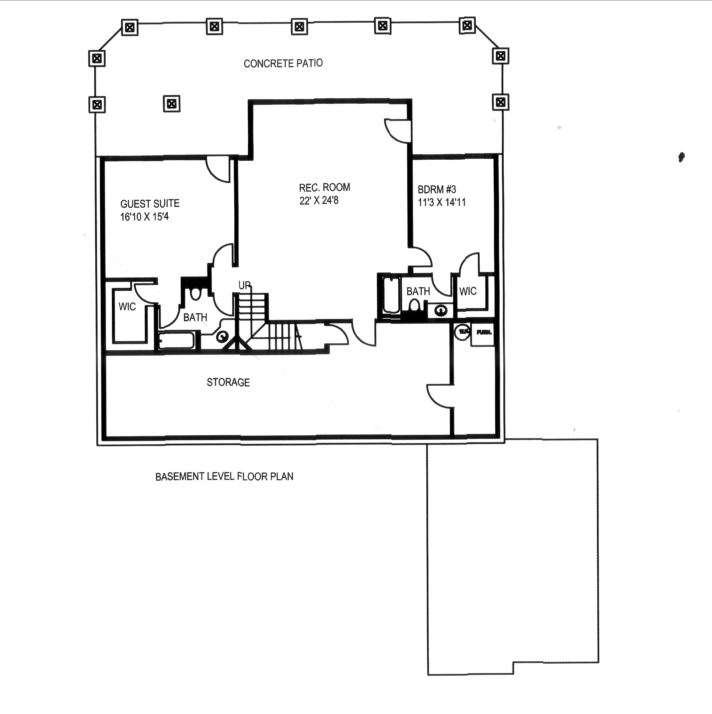 Floor Plan Basement of Transitional Plan #132-1542