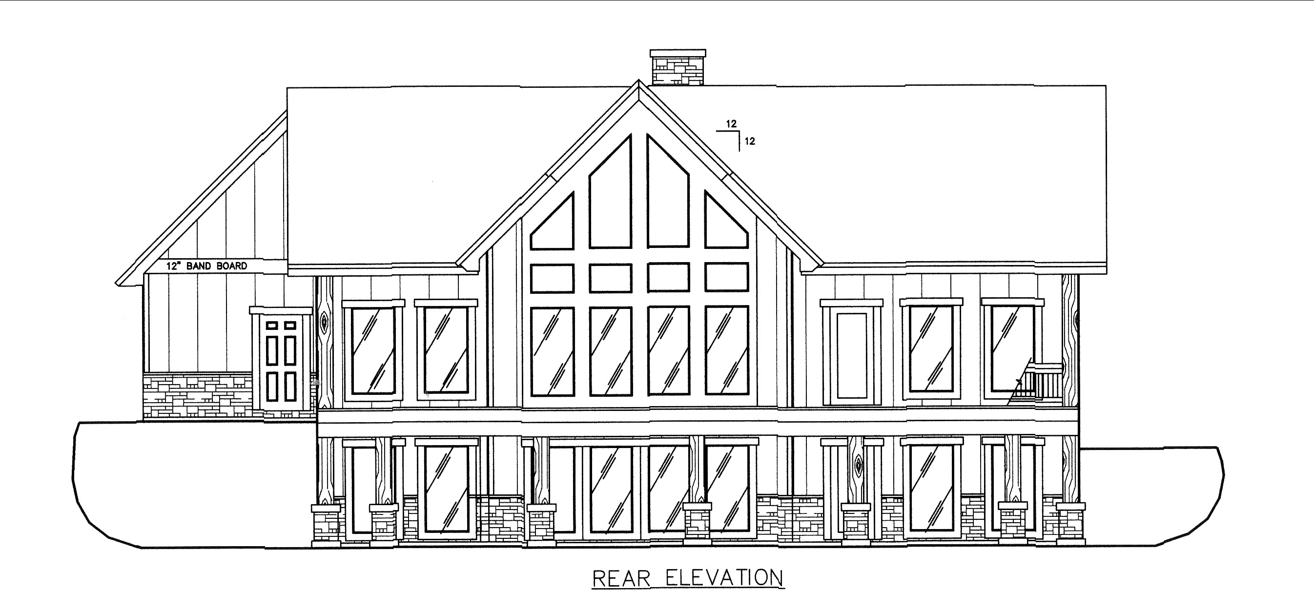 Home Plan Rear Elevation of this 4-Bedroom,4242 Sq Ft Plan -132-1542