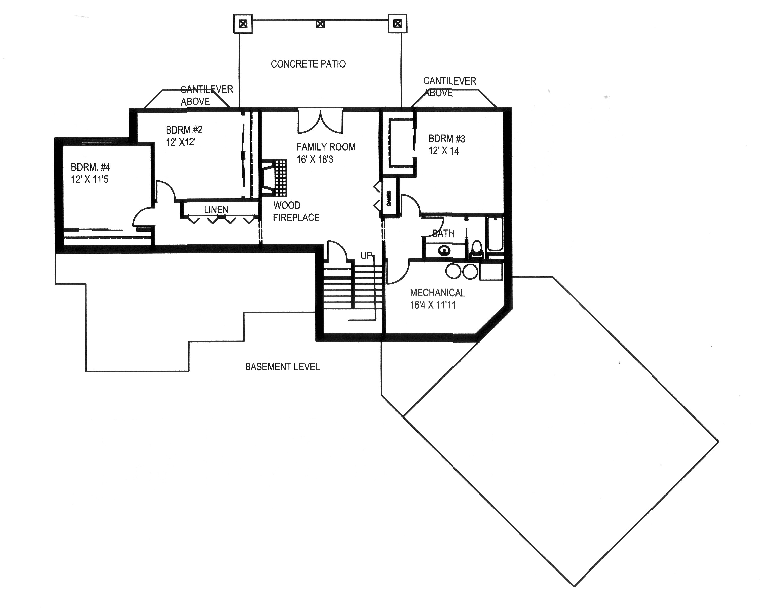 Floor Plan Basement of Traditional Plan #132-1543