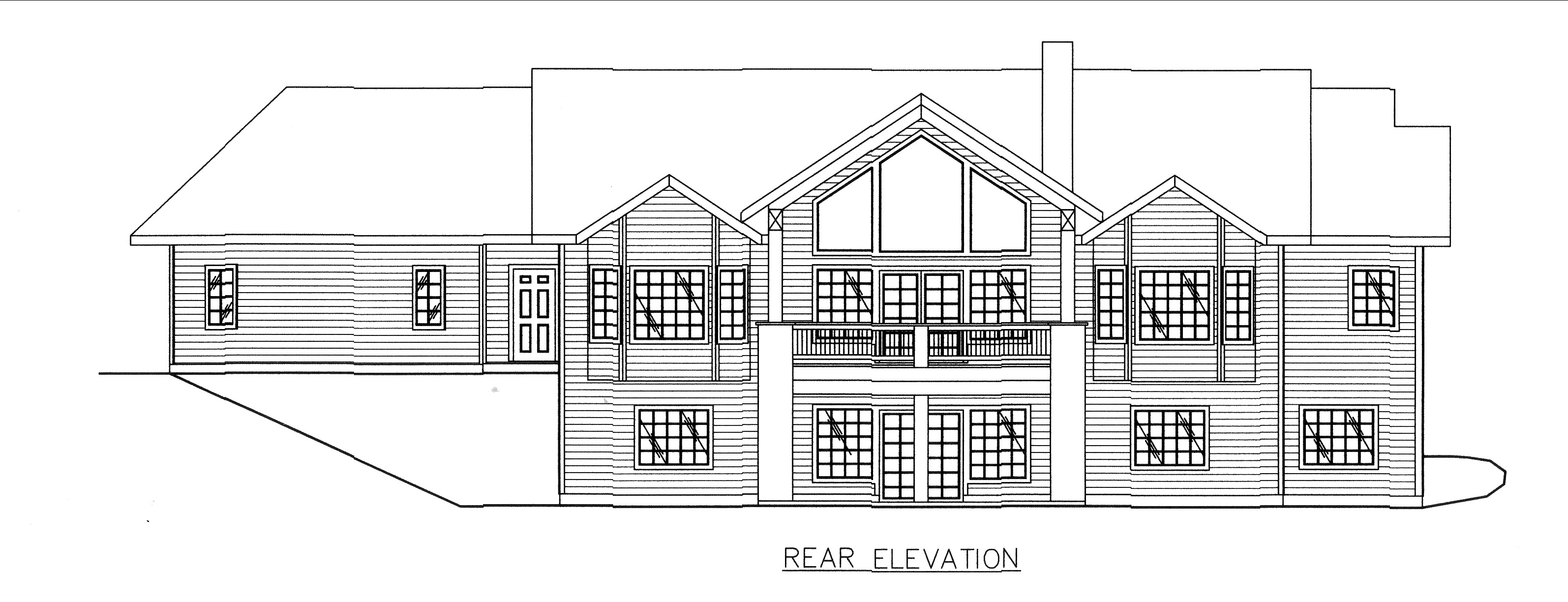 Home Plan Rear Elevation of this 4-Bedroom,3545 Sq Ft Plan -132-1543