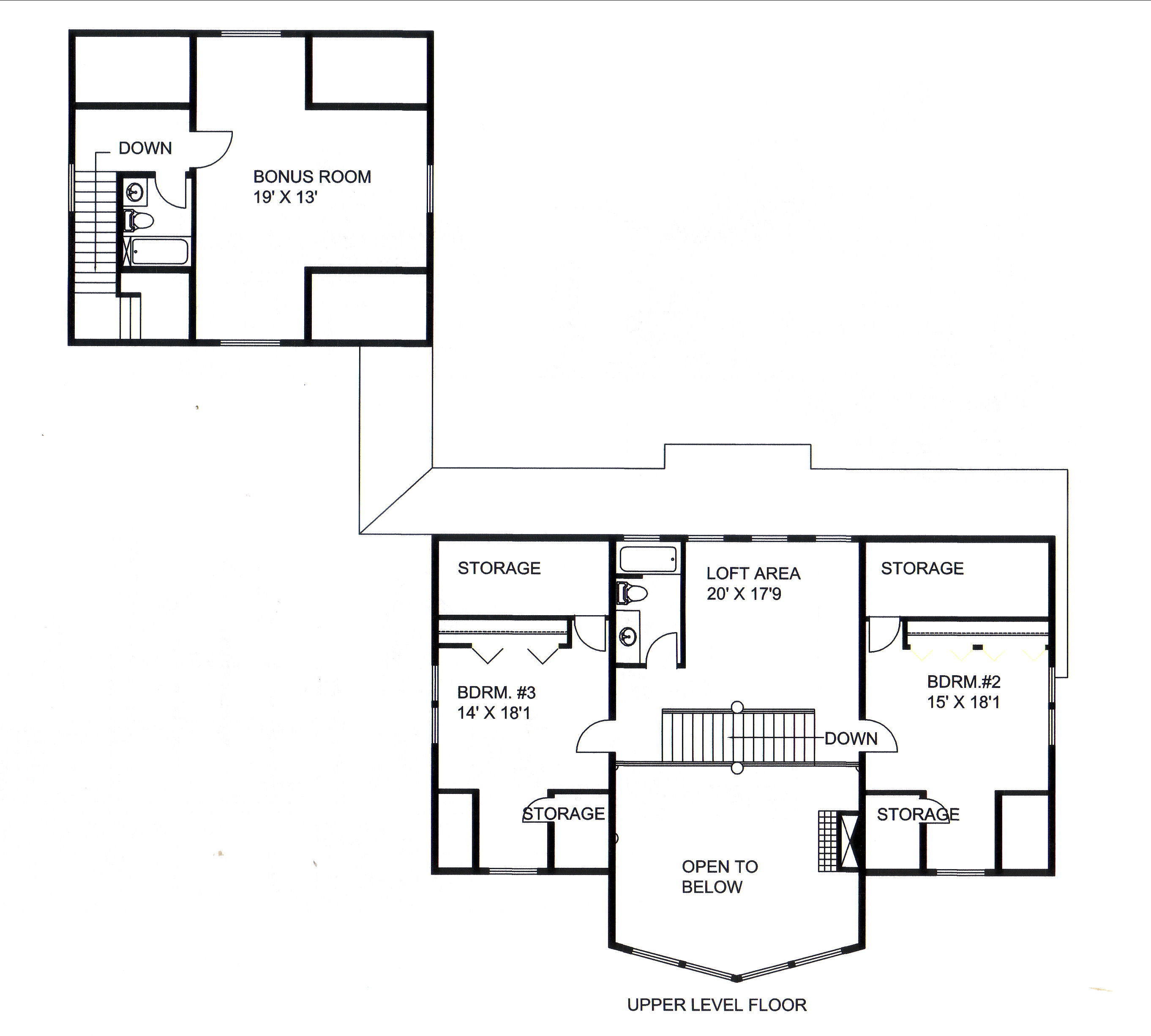 Floor Plan Second Story of Traditional Plan #132-1545