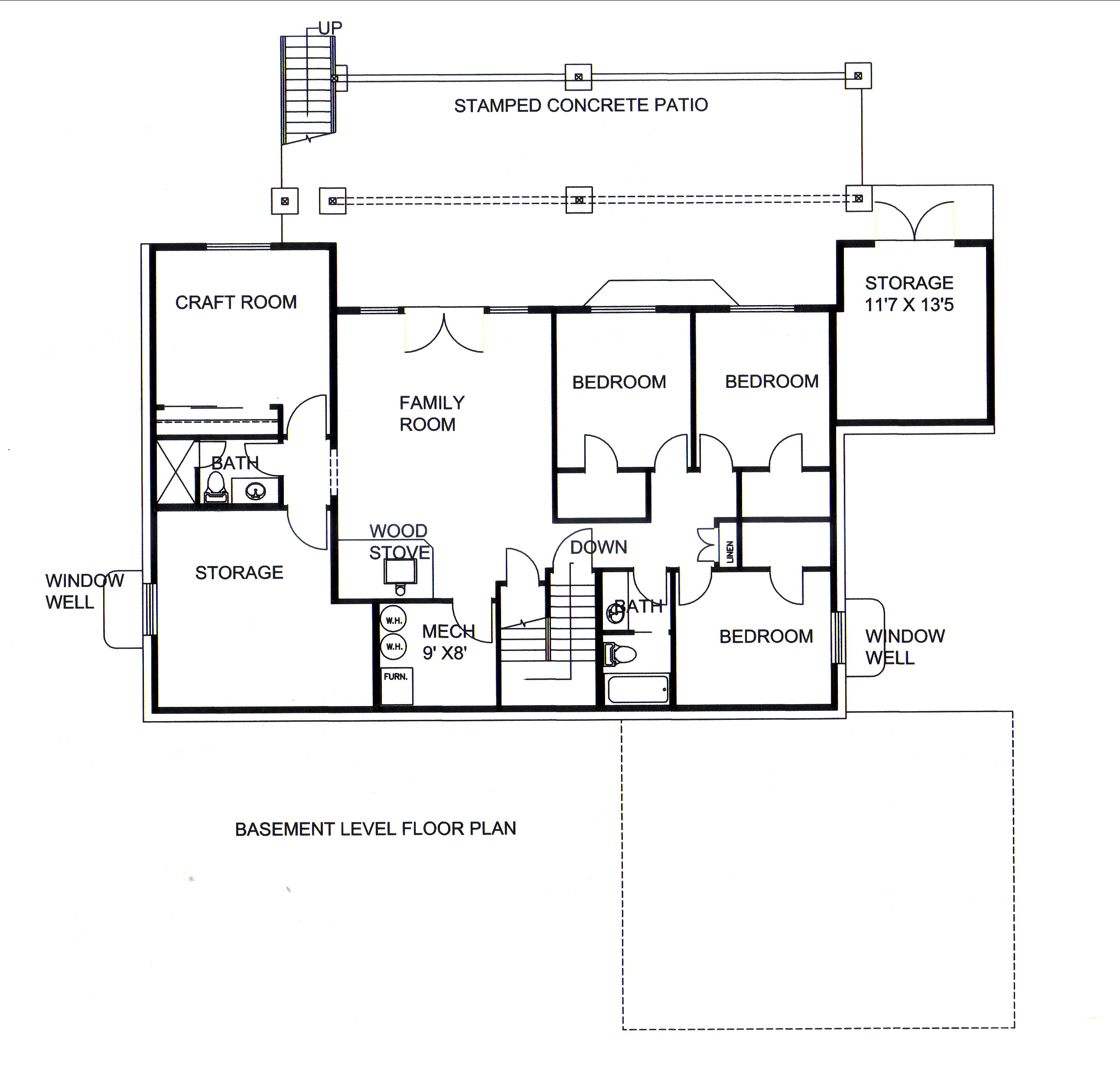 Floor Plan Basement of Traditional Plan #132-1546