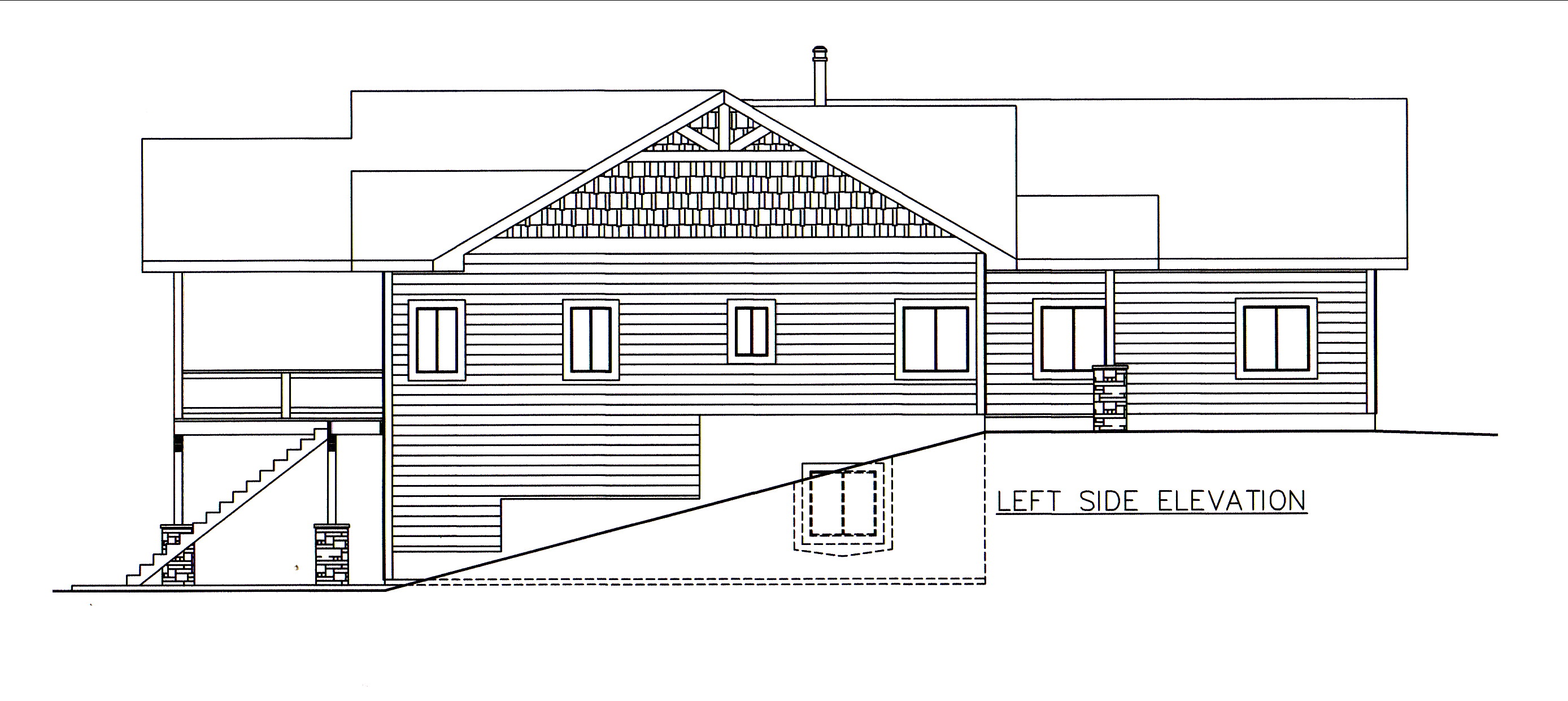 Home Plan Left Elevation of this 4-Bedroom,3996 Sq Ft Plan -132-1546