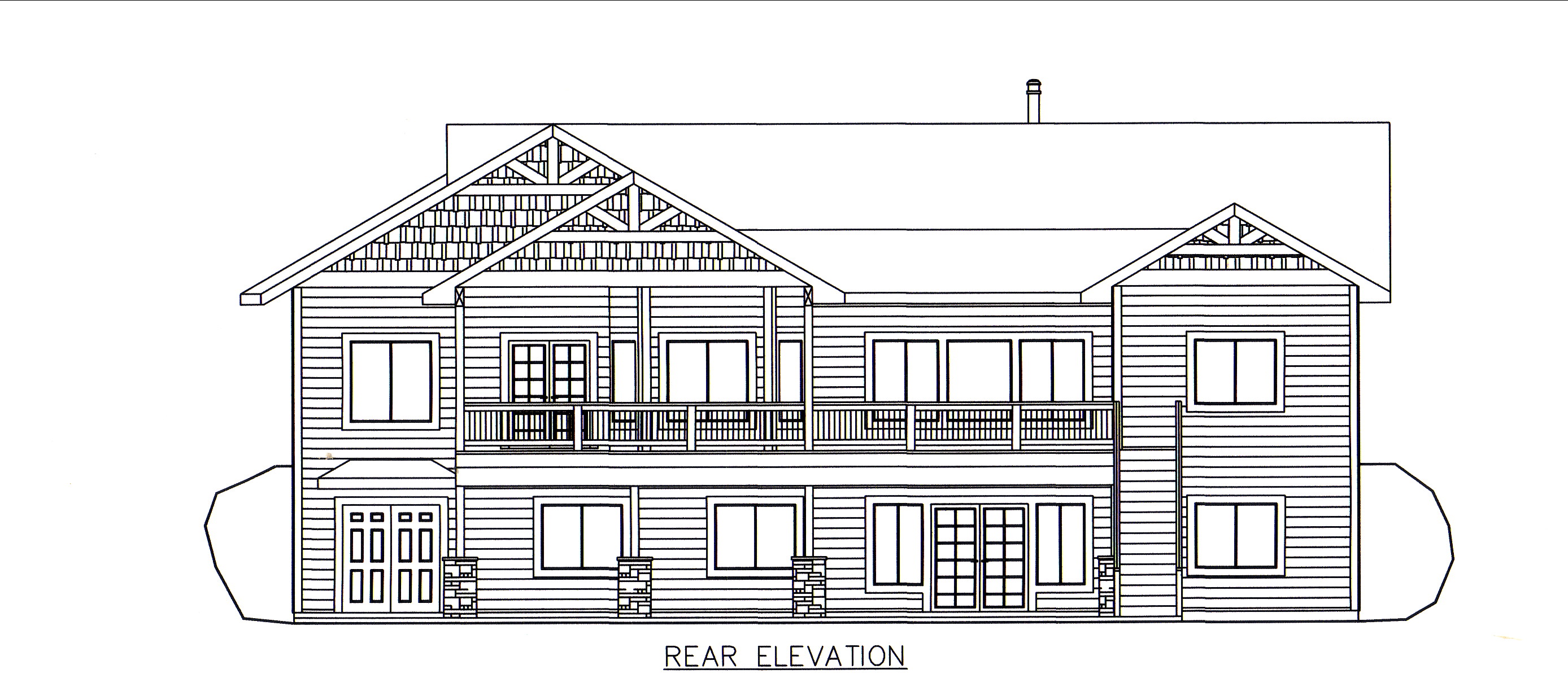 Home Plan Rear Elevation of this 4-Bedroom,3996 Sq Ft Plan -132-1546