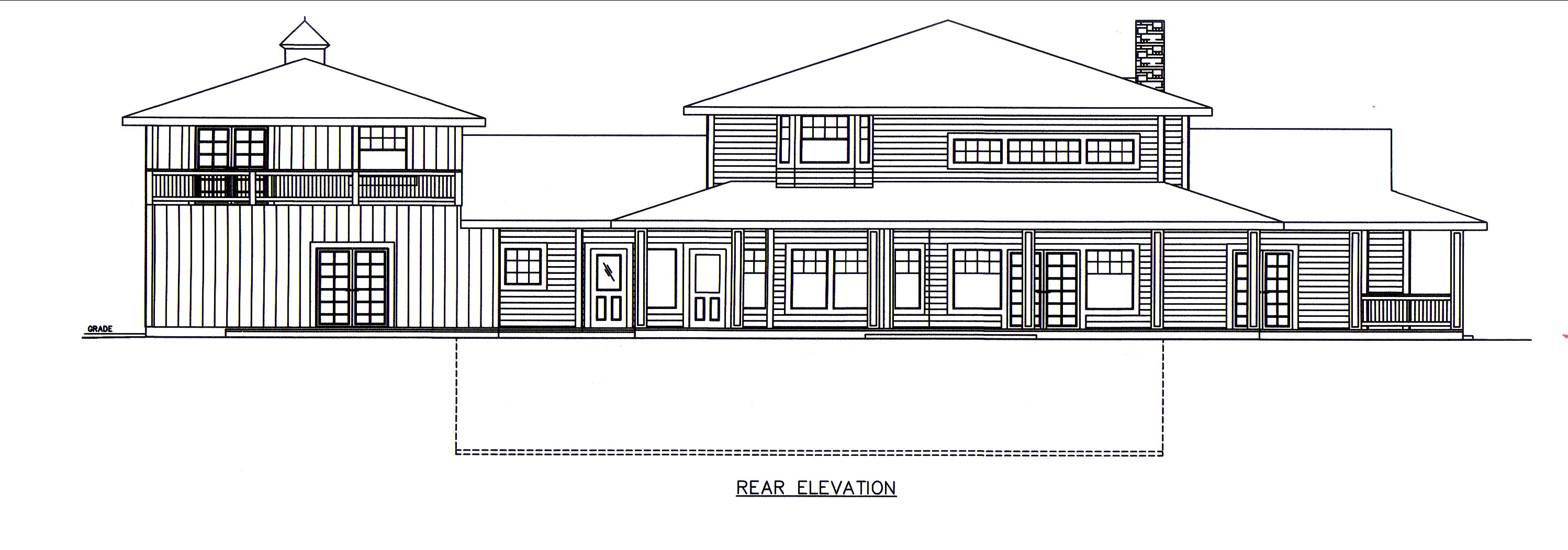 Home Plan Rear Elevation of this 4-Bedroom,3748 Sq Ft Plan -132-1548