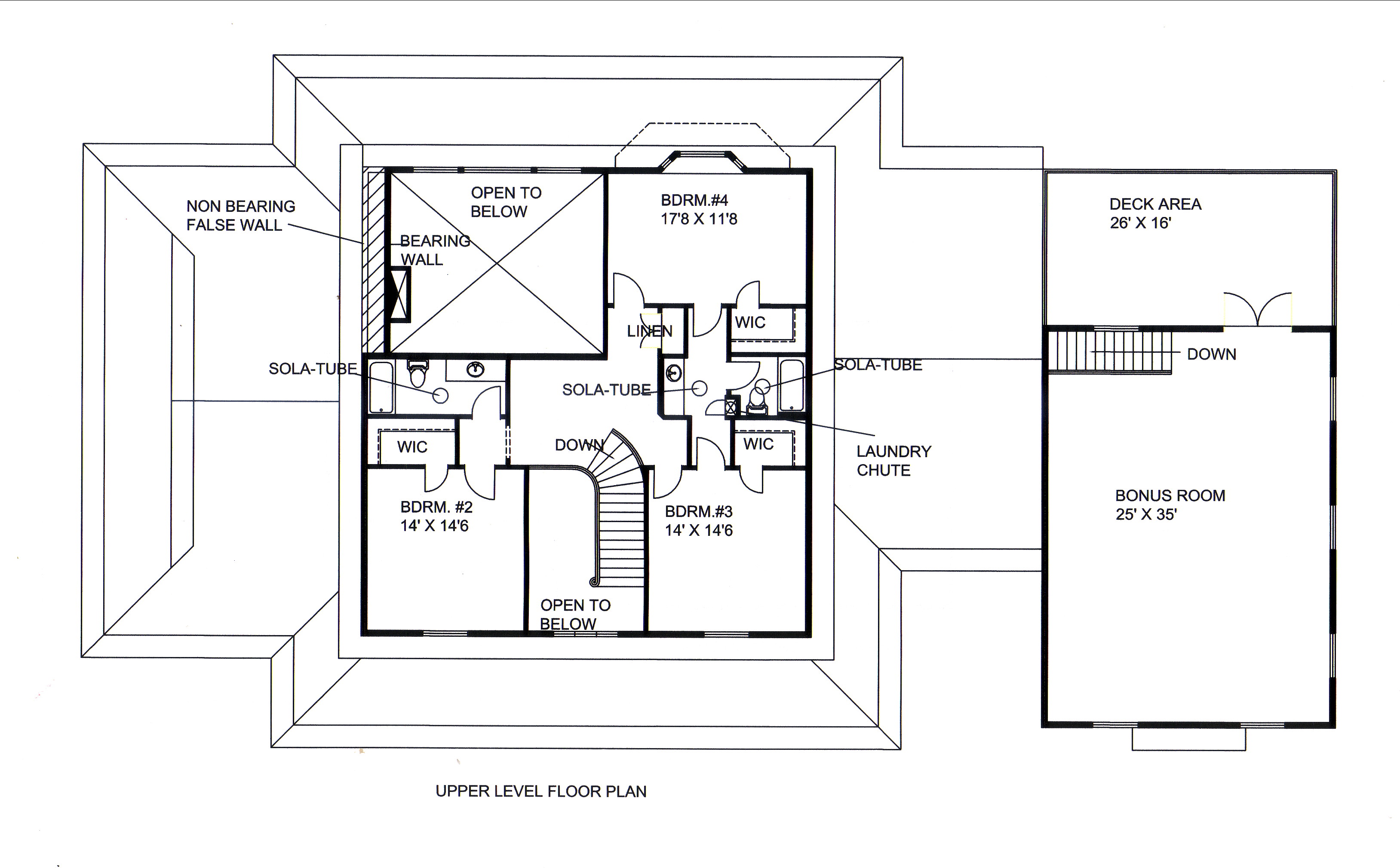 Floor Plan Second Story of Traditional Plan #132-1548
