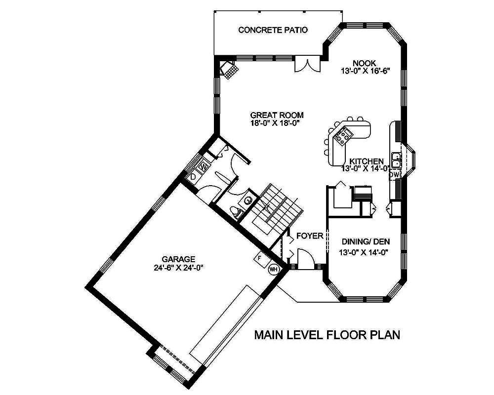 Floor Plan First Story of Modern Plan #132-1550