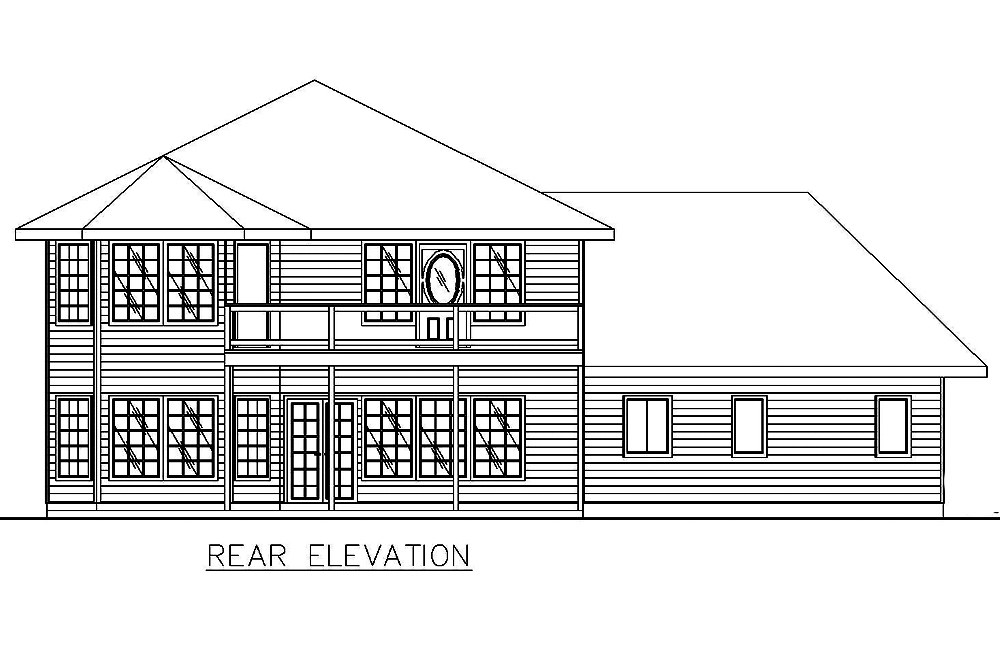 Home Plan Rear Elevation of this 3-Bedroom,2737 Sq Ft Plan -132-1550