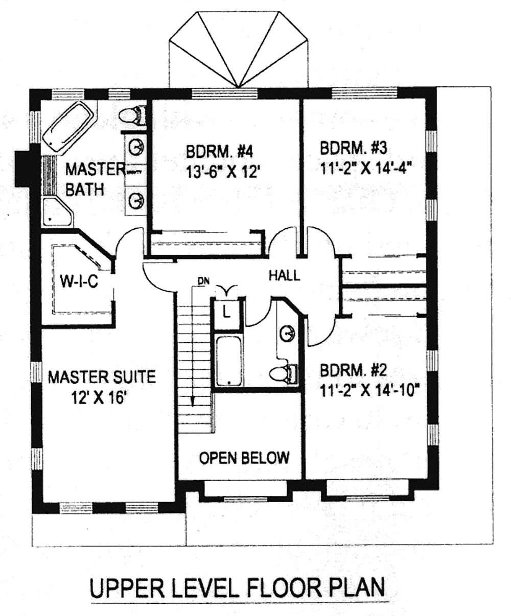 Floor Plan Second Story of Craftsman Plan #132-1551