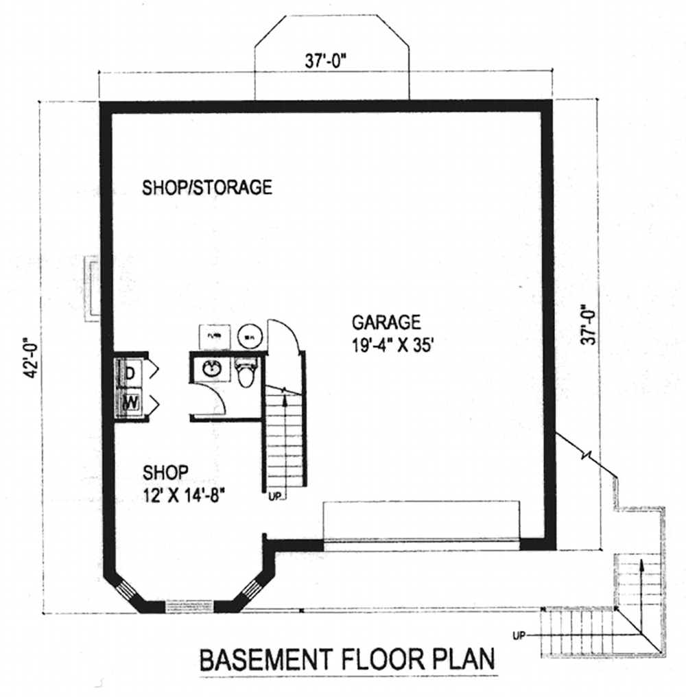 Floor Plan Basement of Craftsman Plan #132-1551