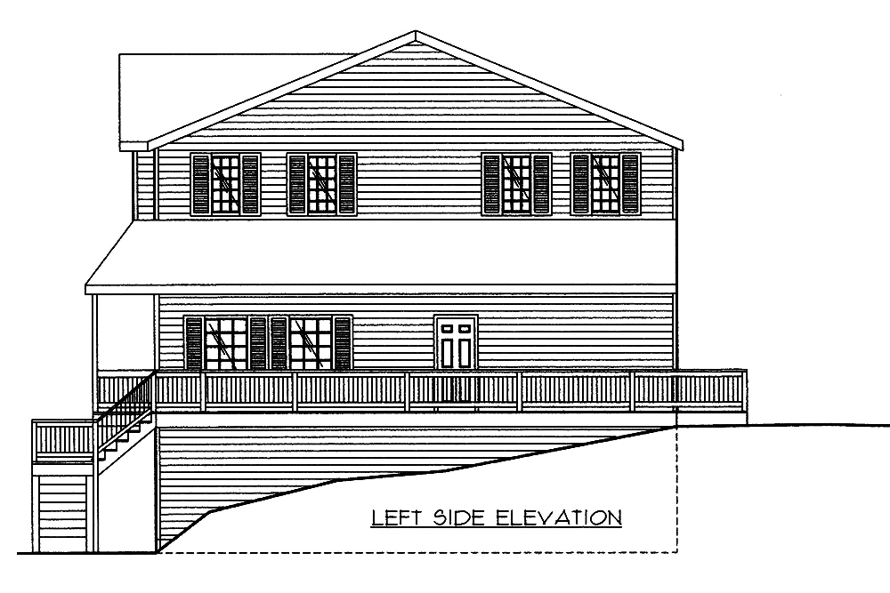 Home Plan Left Elevation of this 4-Bedroom,2823 Sq Ft Plan -132-1551