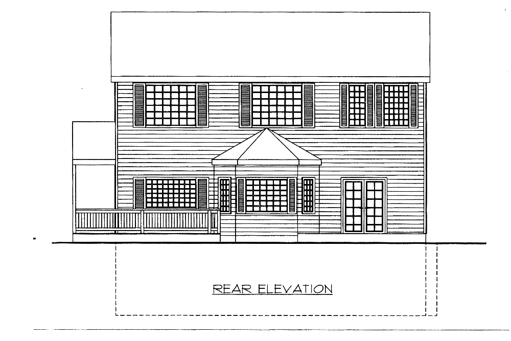 Home Plan Rear Elevation of this 4-Bedroom,2823 Sq Ft Plan -132-1551
