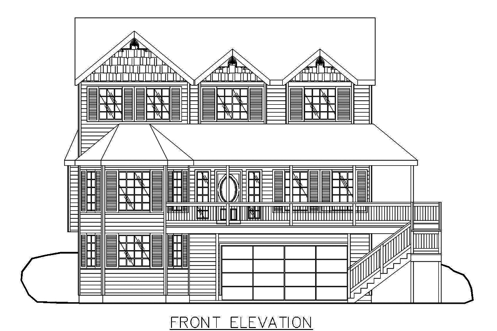Home Plan Front Elevation of this 4-Bedroom,2823 Sq Ft Plan -132-1551