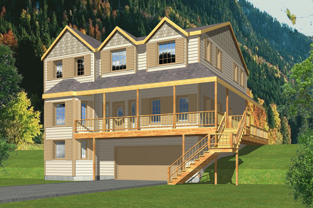 Front Elevation of this Craftsman House (#132-1551) at The Plan Collection.