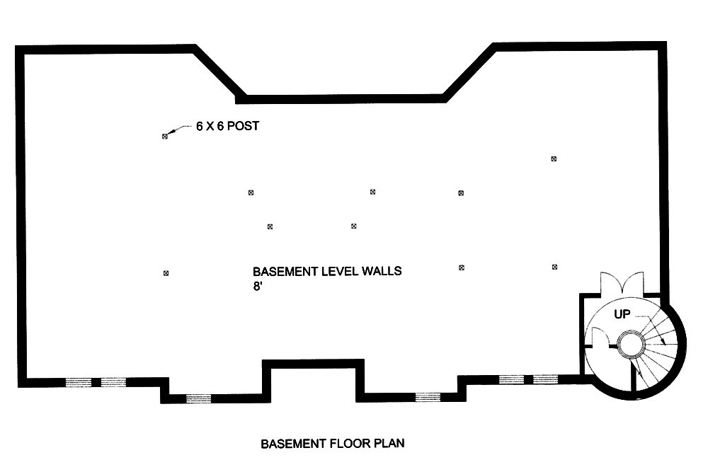 Floor Plan Basement of French Plan #132-1553