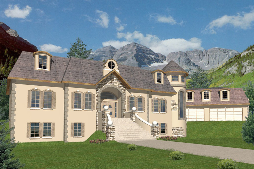 Front Elevation of this French House (#132-1553) at The Plan Collection.