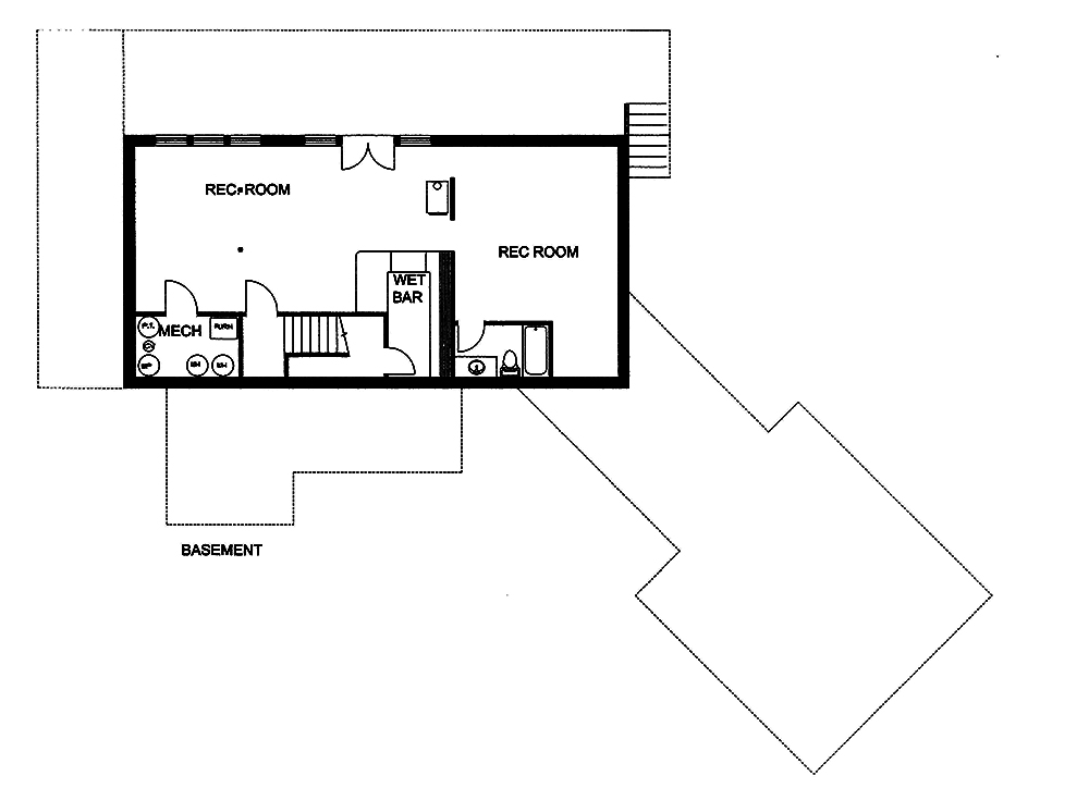 Floor Plan Basement of French Plan #132-1554