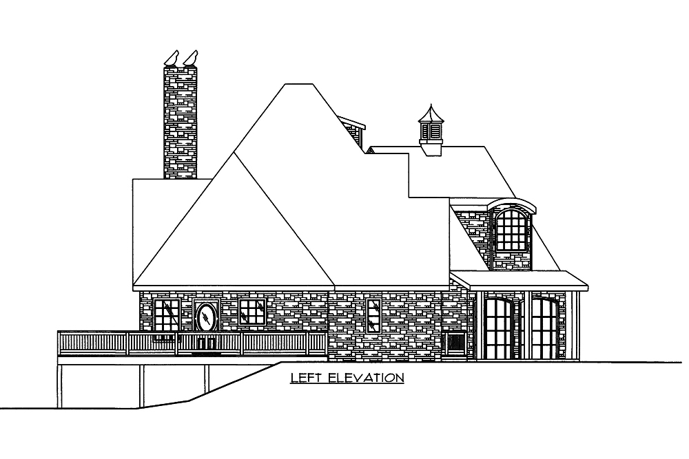 Home Plan Left Elevation of this 3-Bedroom,3618 Sq Ft Plan -132-1554