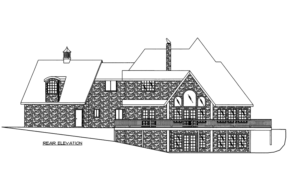 Home Plan Rear Elevation of this 3-Bedroom,3618 Sq Ft Plan -132-1554