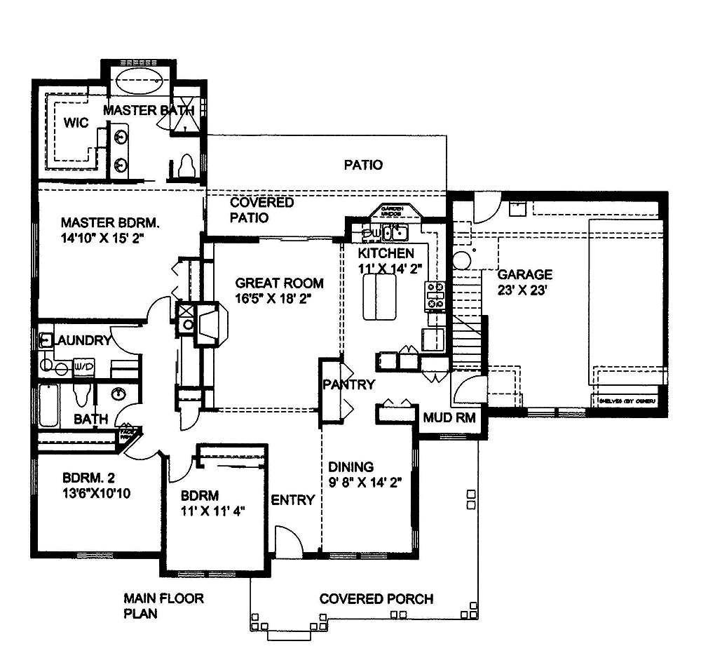 Floor Plan First Story of Prairie Plan #132-1555