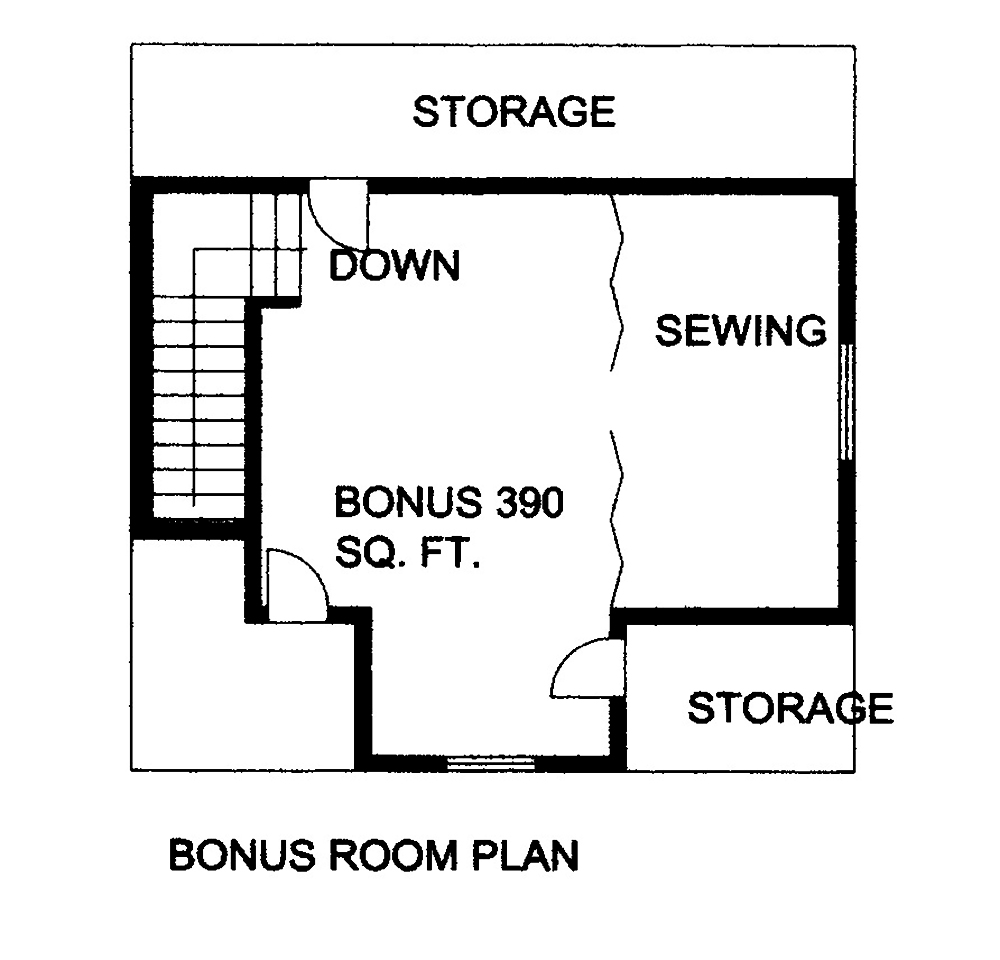 Floor Plan Bonus Room of Prairie Plan #132-1555
