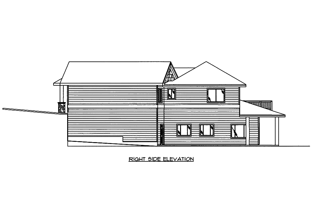 Home Plan Right Elevation of this 3-Bedroom,3310 Sq Ft Plan -132-1557