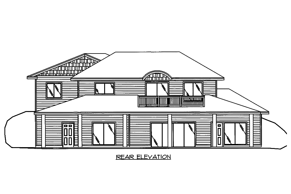 Home Plan Rear Elevation of this 3-Bedroom,3310 Sq Ft Plan -132-1557
