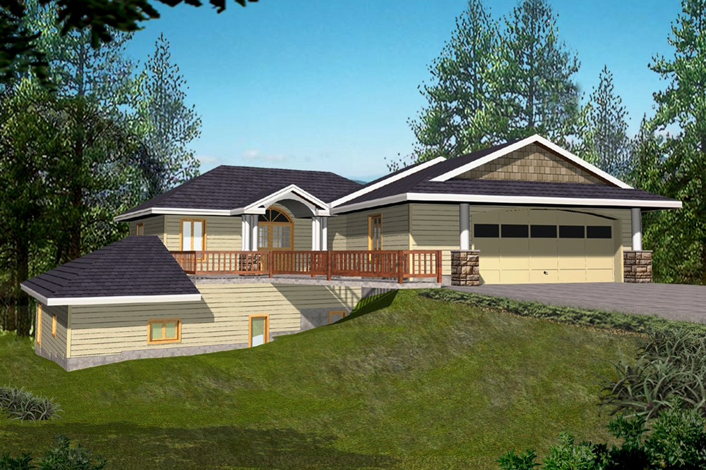 Front Elevation of this Modern House (#132-1557) at The Plan Collection.