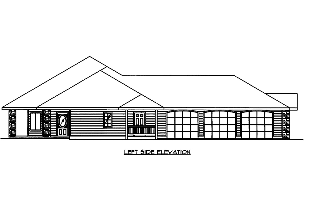 Home Plan Left Elevation of this 3-Bedroom,2893 Sq Ft Plan -132-1558