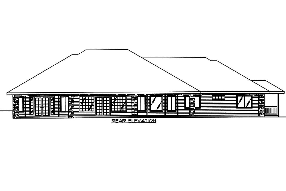 Home Plan Rear Elevation of this 3-Bedroom,2893 Sq Ft Plan -132-1558